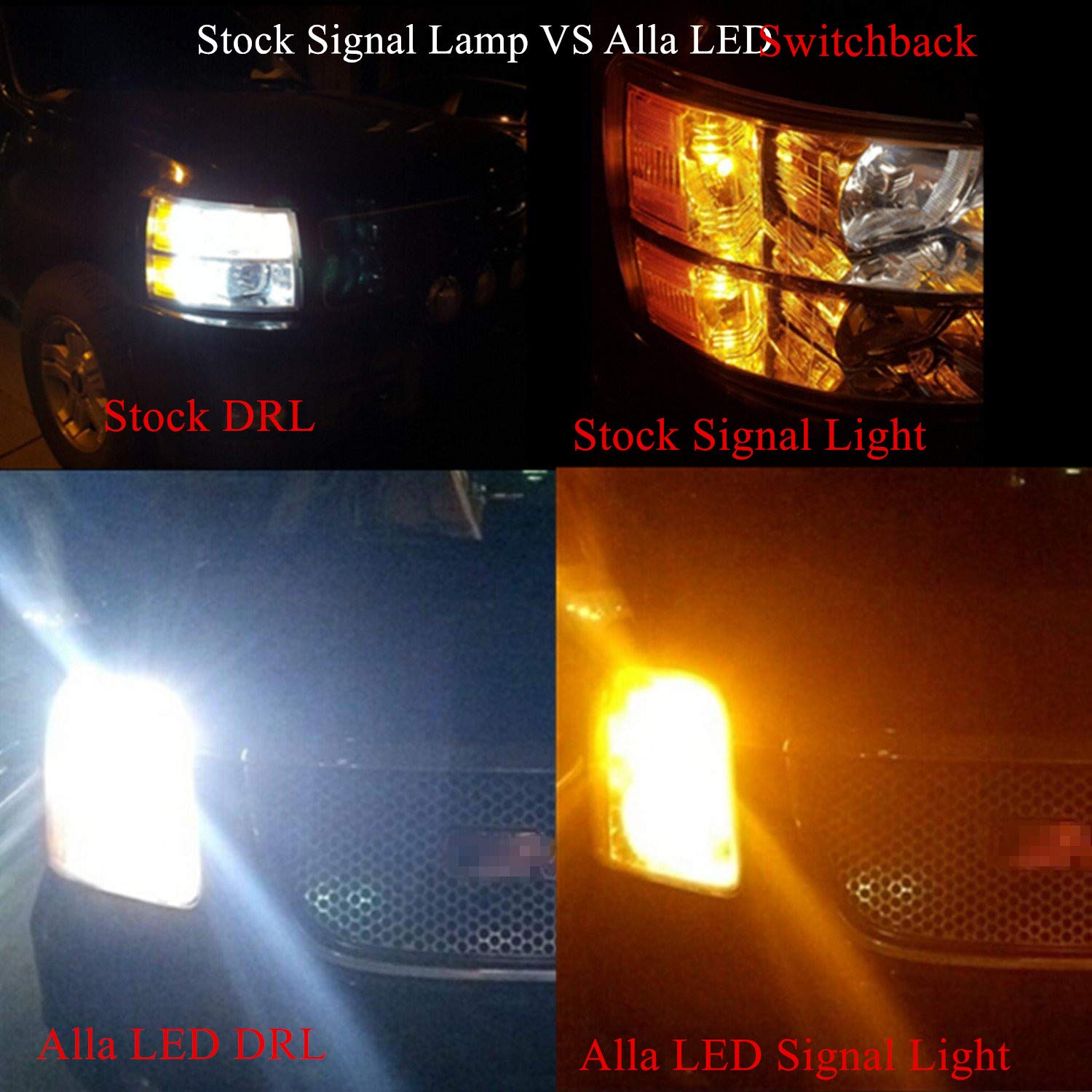 Alla Lighting 7444Na 7443 Led Switchback Bulbs, Dual Color Amber Yellow Turn Signal Lights (Blinker Lamps), 6000K Xenon White Super Bright Parking Lights/Drl 7442 7443A 7443Na 7444 Nak 7443Ak