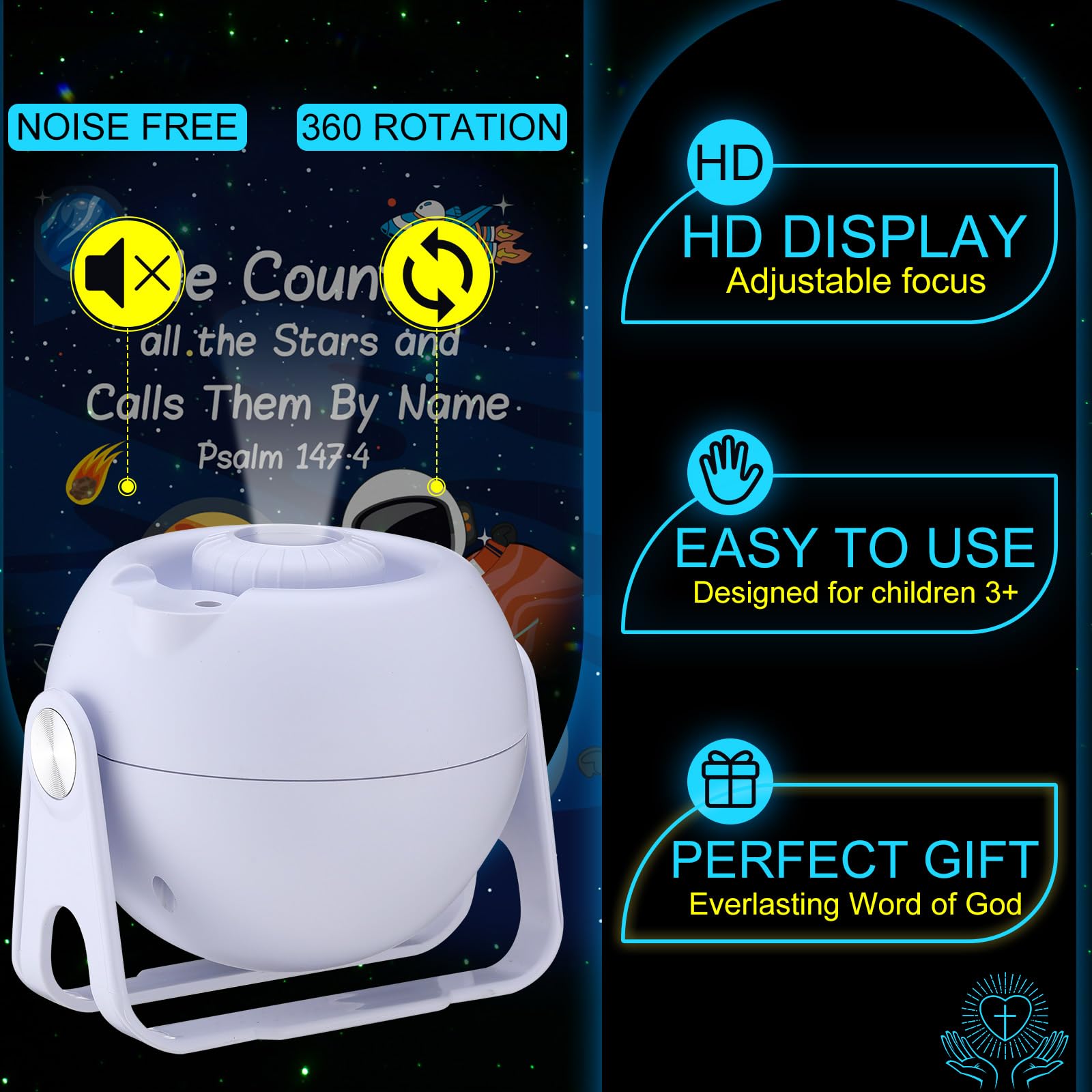 Aurelema Bible Verses Projector Galaxy Projector Includes 12 Interchangeable Christian Discs Night Light Set Project Religious O