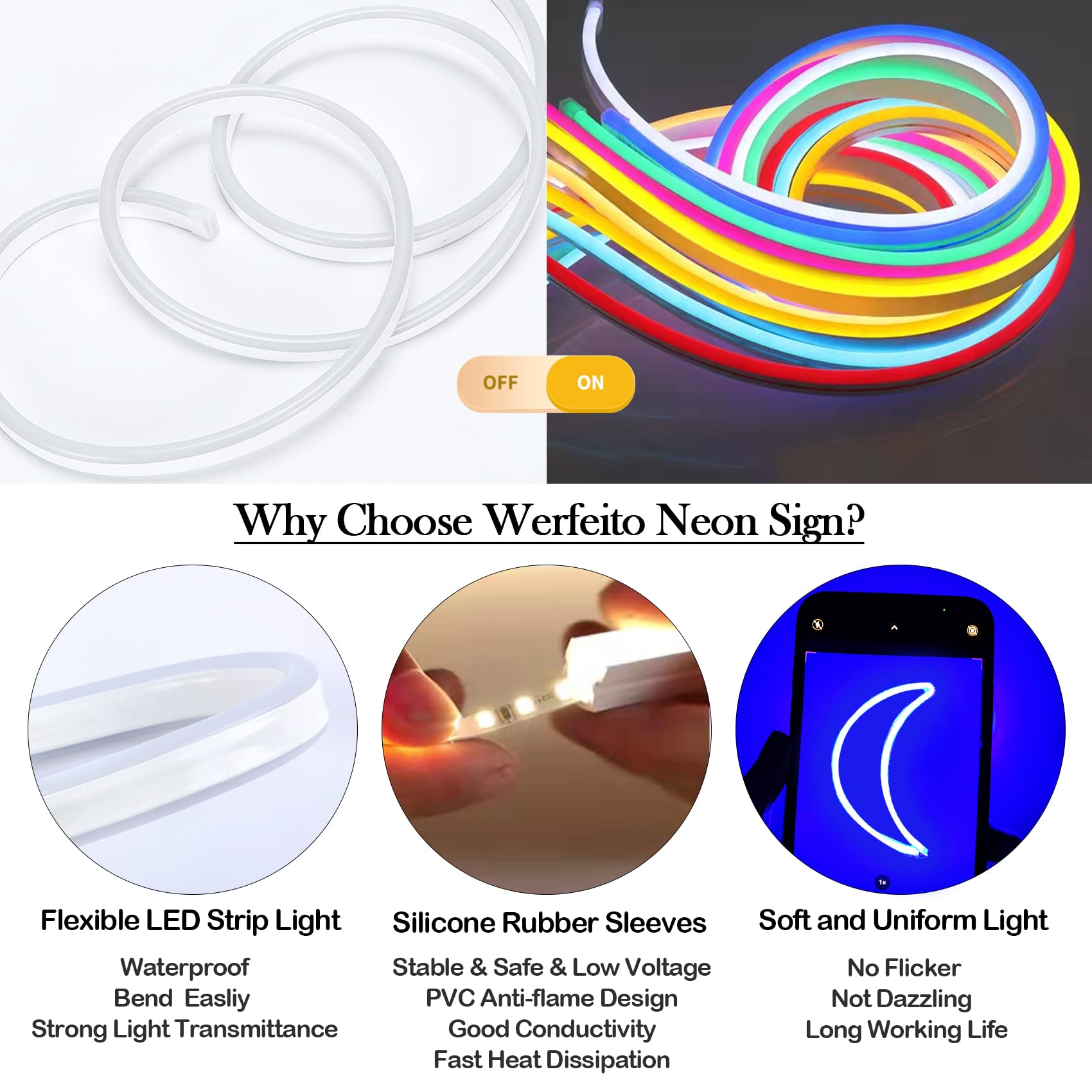 Werfeito Neon Sign, LED Cat and Moon Lights, USB/Battery Operated, Wall Decor, Model ML-NHD-FT-02, Color: Cat Moon