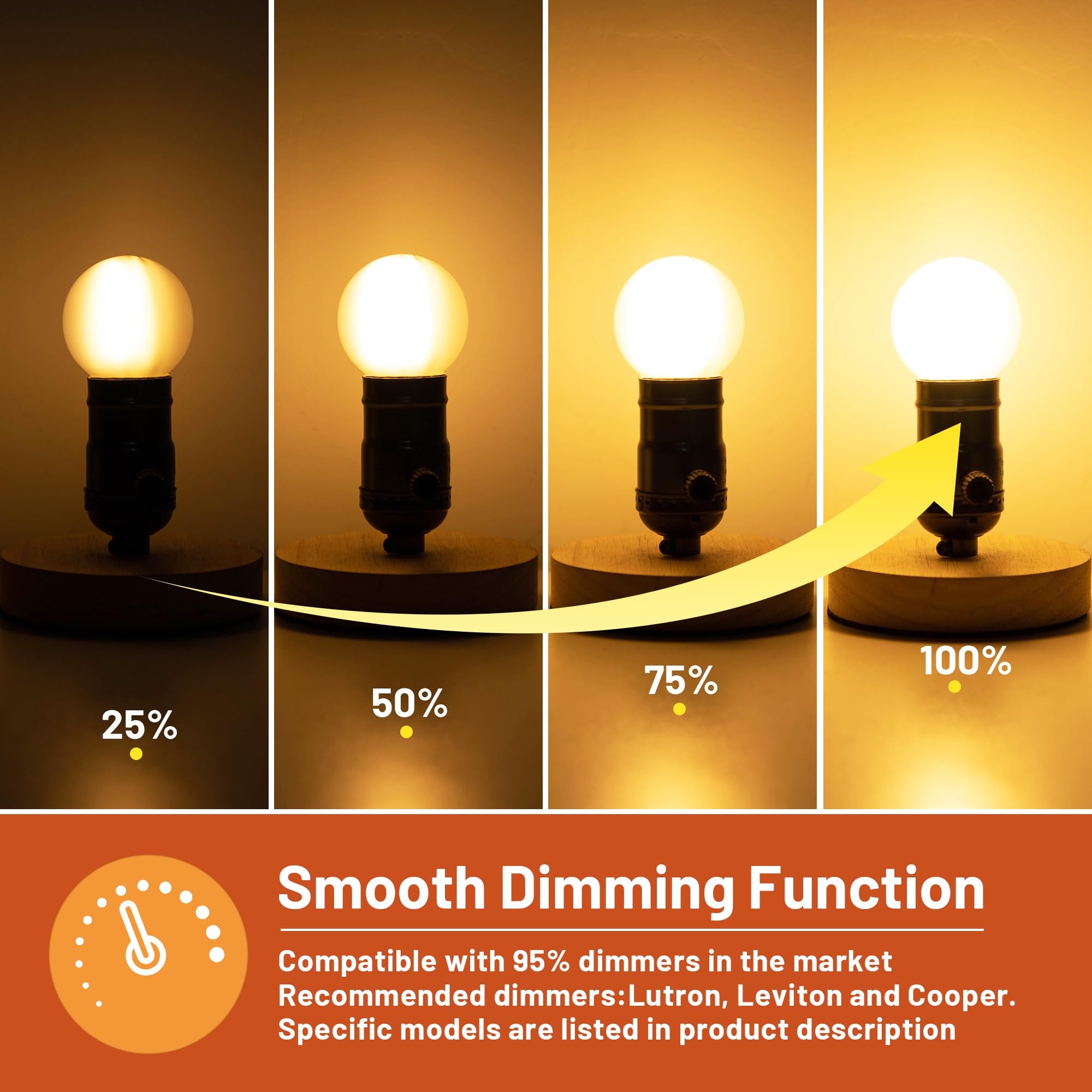 Guangyue Dimmable E26 Frosted Led Light Bulb, 40 Watt Equivalent Led Light Bulbs, G16.5 Edison Frosted Globe Light Bulbs, 485Lm