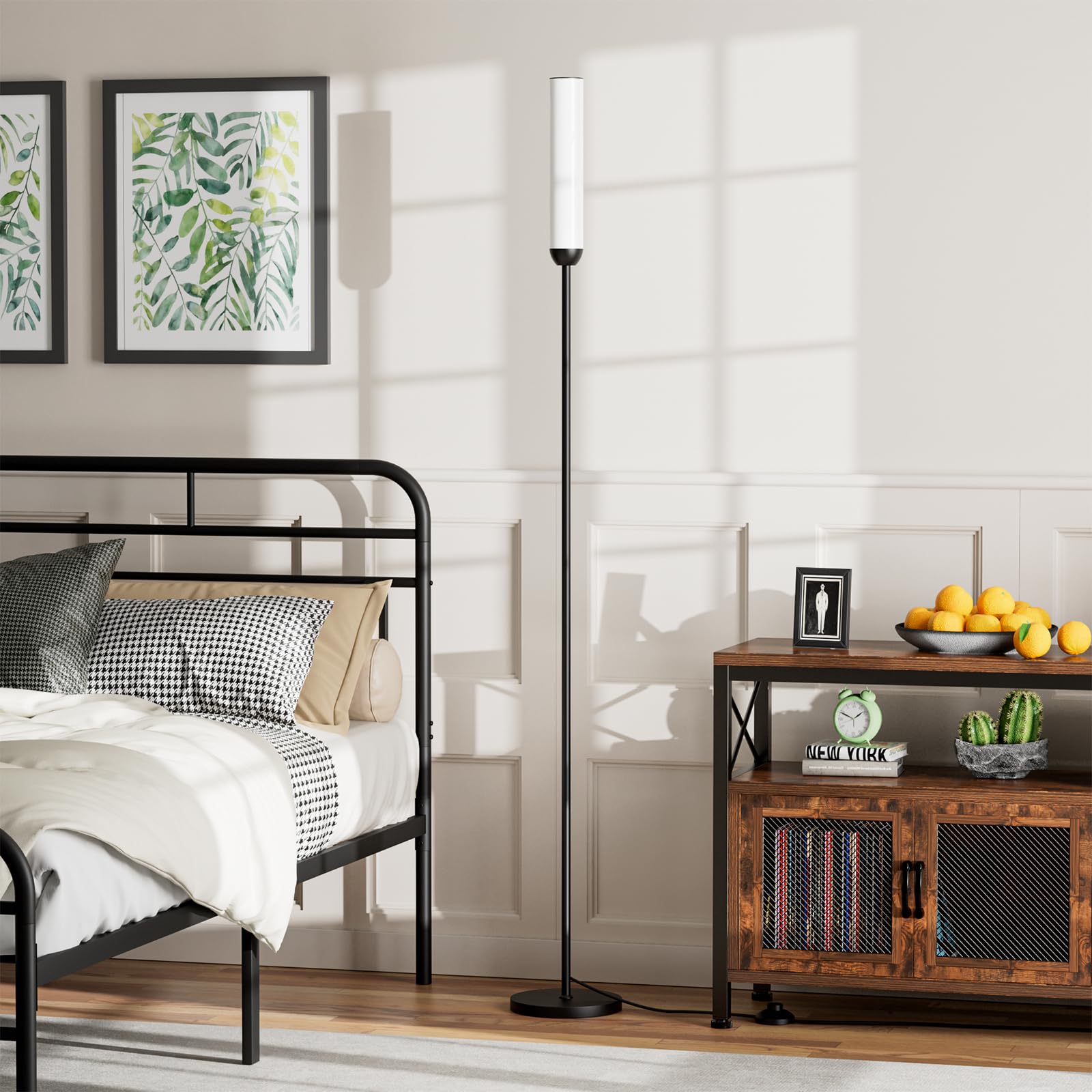 Ambimall LED Floor Lamp, 65in with Remote Control, 3000K-6500K Colors, 5%-100% Brightness, Black, Model RPT-ZGLED1