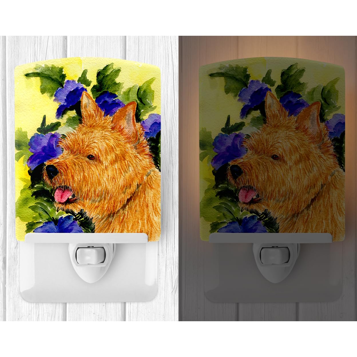 Caroline'S Treasures Ss8421Cnl Norwich Terrier Ceramic Night Light Compact, Ul-Certified, Ideal For Bedroom, Bathroom, Nursery, Hallway, Kitchen, 6X4X3, Multicolor