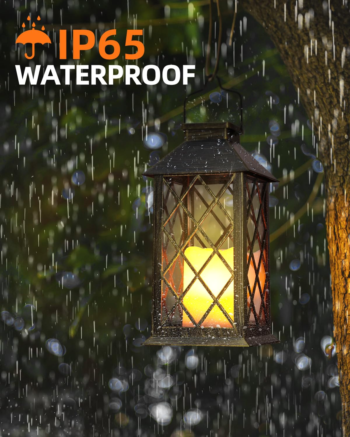 Otdair Solar Lanterns 14" Outdoor Waterproof LED Flickering Candle, 2 Pack, Metal Color, Plastic, Model DWDL-2