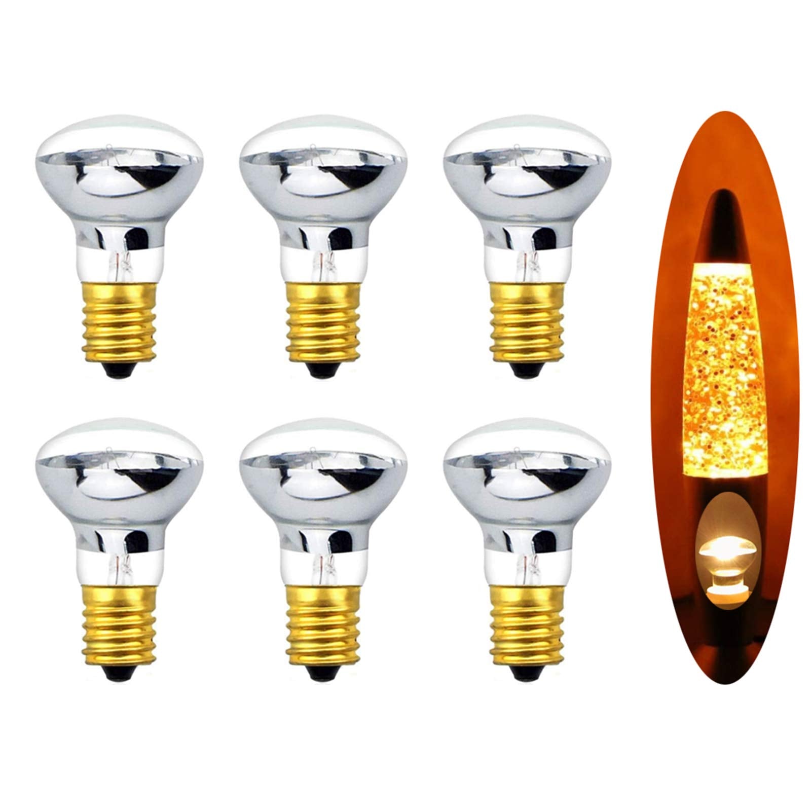 Maotopcom Lava Lamp Bulb 40W R39 R12 E17 Replacement Light Bulbs, 6 Pack, Yellow