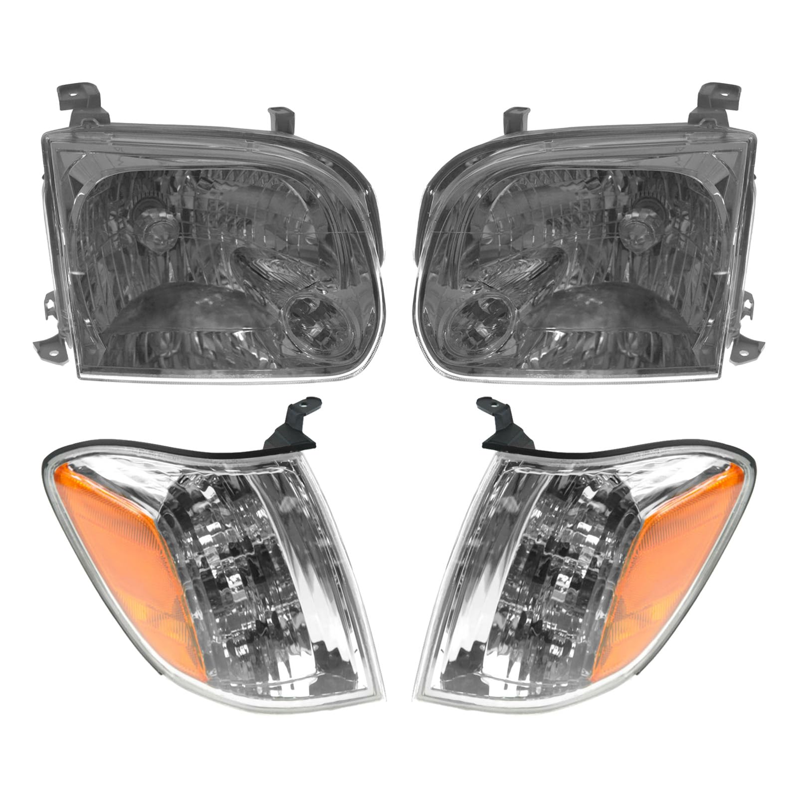 TRQ Headlight Assembly Set for 2005-2007 Toyota Sequoia & 2005-2006 Tundra, Clear, Model LKA55928
