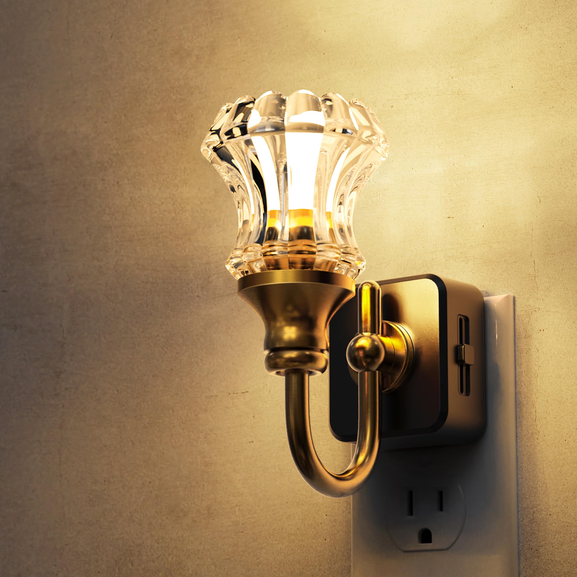 L LOHAS LED Night Lights Plug into Wall  3000K Soft White LED  Floral Night Lights with Dusk to Dawn Sensor  0-100lm Adjustable Brightness  for Hallway Bedroom Stairway