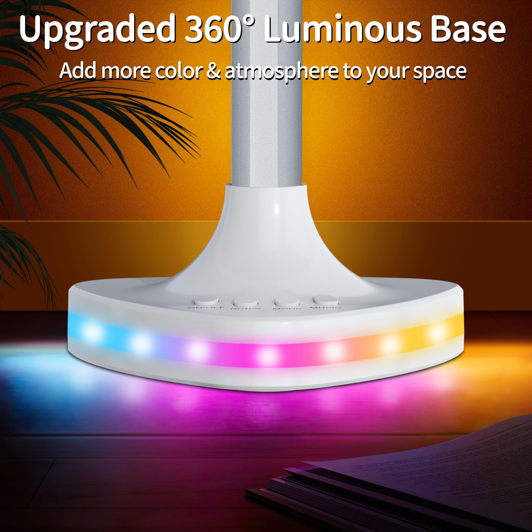 Lansuper Corner Floor Lamp,Smart Rgb Led Corner Floor Lamp With Luminous Base, 21W 1800Lm Super Bright Floor Lamp With App & Rem