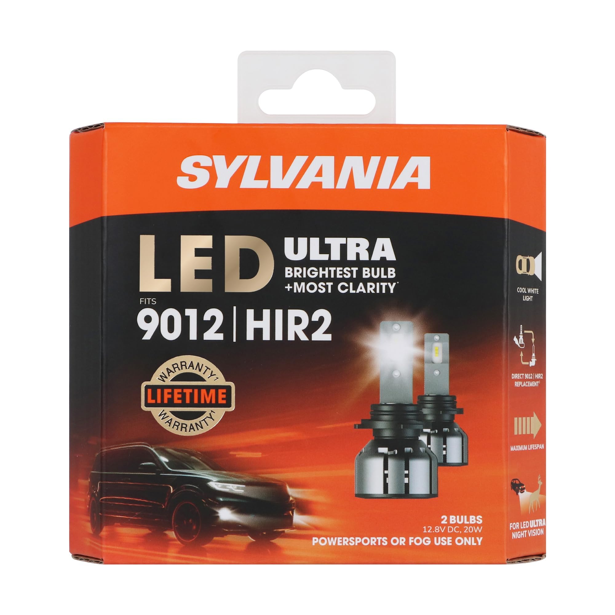 SYLVANIA 9012 LED Fog Light Bulbs - 6000K Cool White - No Polarity - For Cars and Trucks