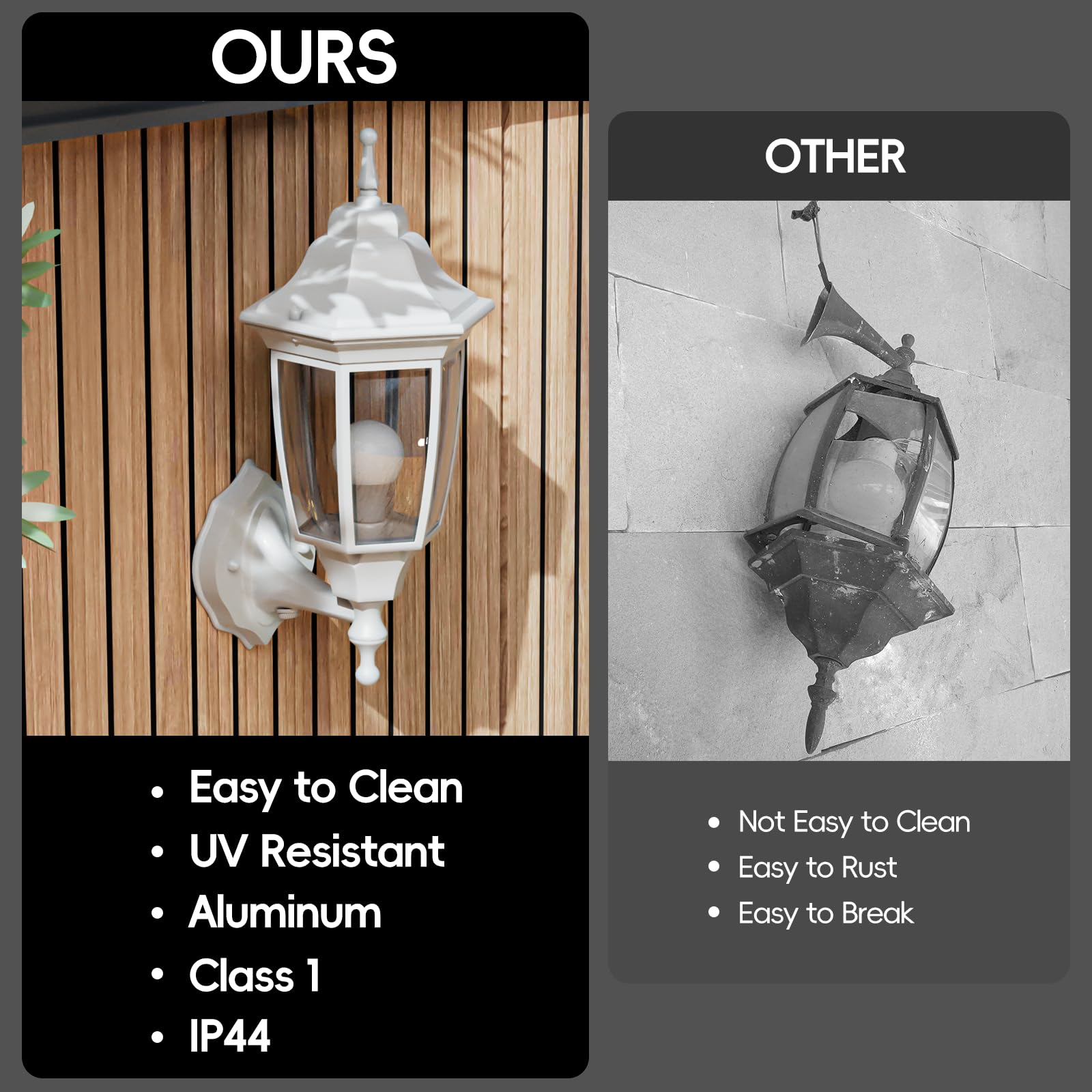 Emart Dusk To Dawn Outdoor Porch Light, Exterior Anti-Corrosion, Waterproof Aluminum & Glass Shades Wall Lamp Fixture, Modern Sc
