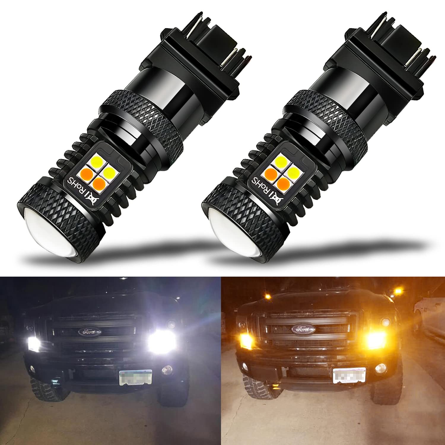 iBrightstar Extremely Bright 3030 Chipsets 3157 4157 3155 3457 Switchback LED Bulbs with Projector Replacement for Daytime Runni