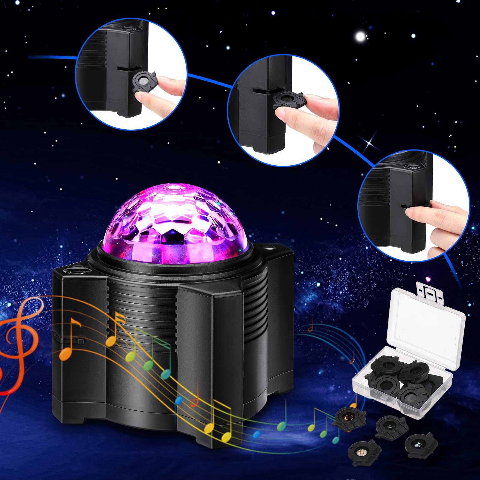WANRAYW Star Projector, 15 in 1 Galaxy Projector with Bluetooth Speaker, Remote Control, Black, Model WRL26