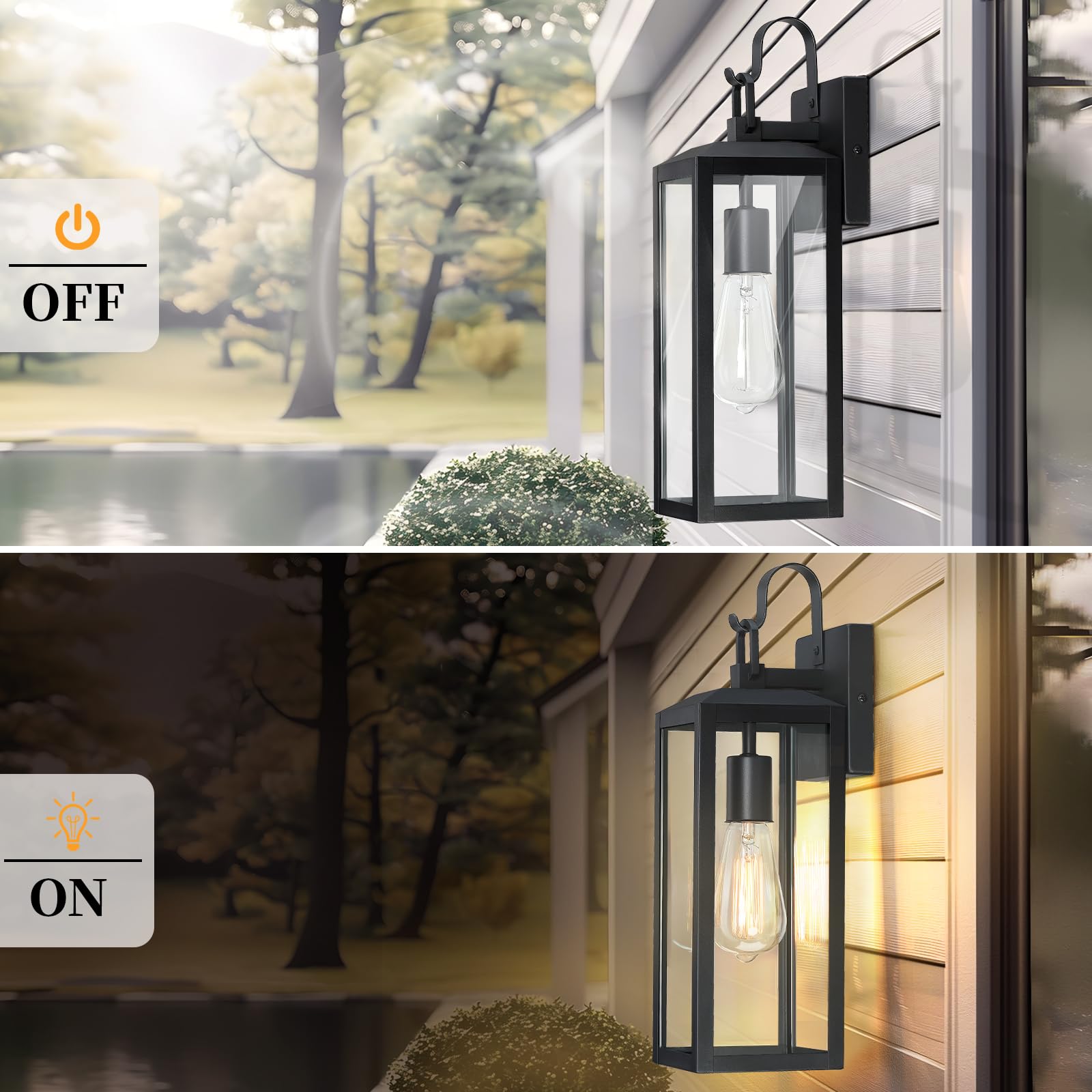 16'' Large Outdoor Wall Lights 2-Packs, Modern Black Exterior Lighting Fixtures, Waterproof Outdoor Sconces Porch Light For Hous