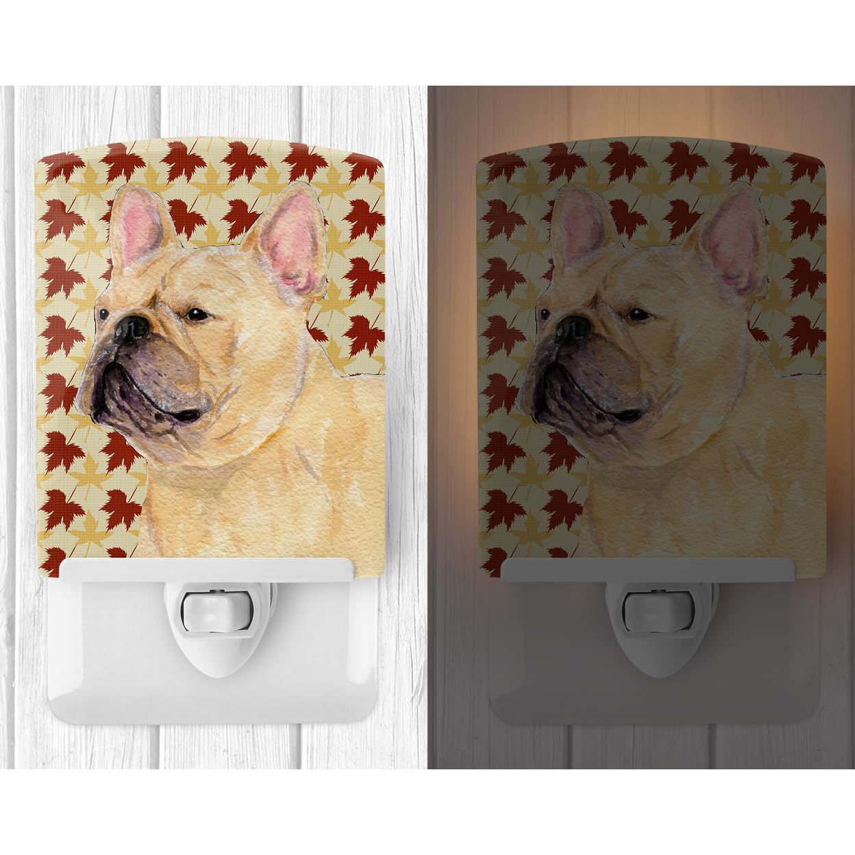 Carolines Treasures Ceramic Night Light, French Bulldog Fall Leaves, UL-Certified, 6x4x3 inches, Multicolor, Model SS4371CNL