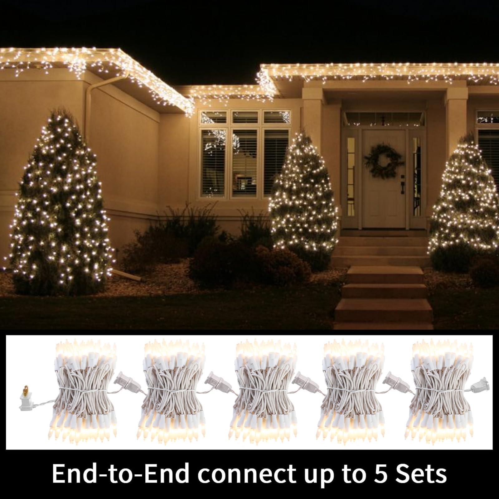Lamphome 100 Count White Frost Christmas Lights Mini Clear Lights 21Ft White Wire Christmas Tree String Lights Set For Outdoor Indoor Christmas Decorations Wedding Decorations Valentines Day Decor