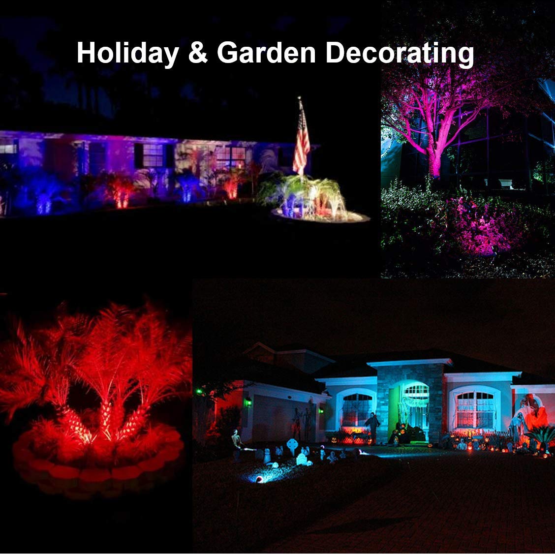 TOVEENEN 10W RGB LED Outdoor Landscape Spotlight, Waterproof Aluminum Light for Yard & Garden, Model BG10B, White