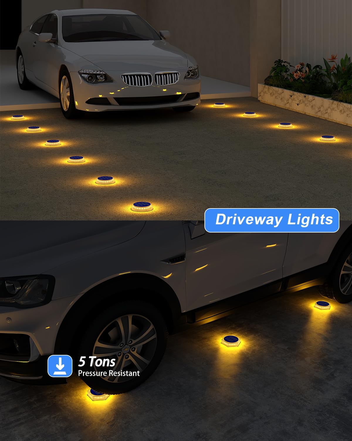 Solar Deck Lights Outdoor,Warm White Solar Step Lights Waterproof,Solar Driveway Lights,Solar Deck Step Lights,Solar Powered Lights For Stairs,Sidewalk,Pathway,Yard,Patio,Garden,Ground(4 Pack)