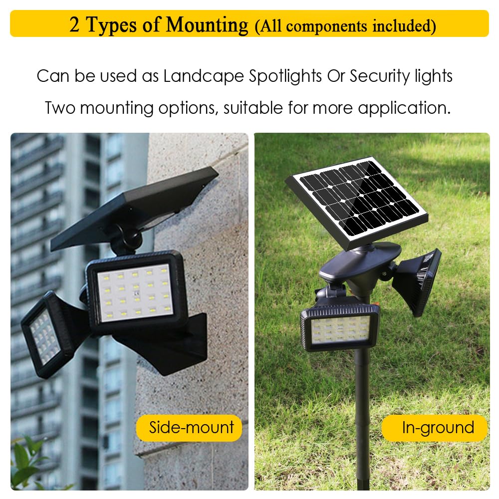 EMANER Motion Sensor Solar Light Outdoor, 6000K LED Flood Light, Waterproof, Plastic/Aluminum, 1-Pack, Model YH0508