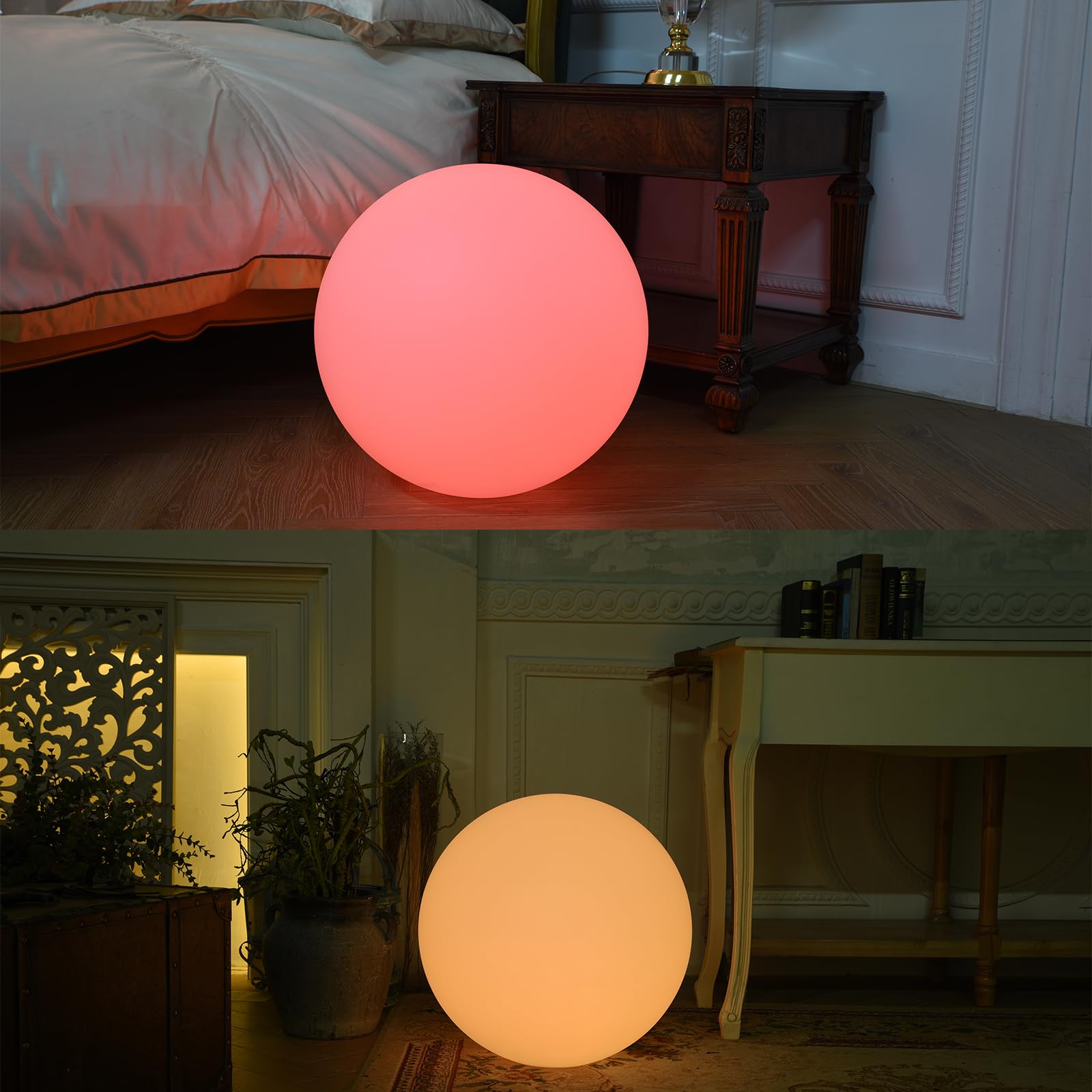 LOFTEK 20-inch LED Dimmable Glow Ball - RGB Color Changing, Waterproof, Rechargeable for Pool, Garden, Nursery Decor