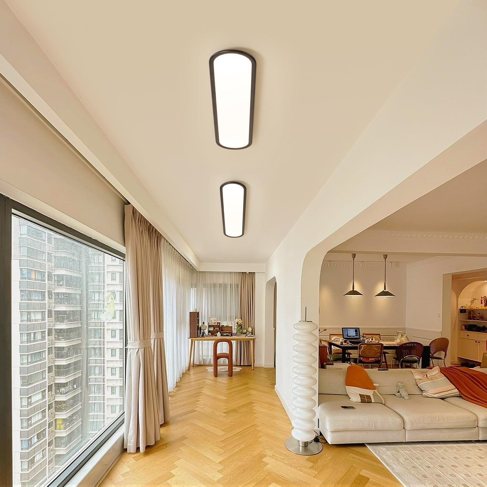 Ganeed Modern Linear Ceiling Lights,48W Dimmable Led Ceiling Lamp, High Brightness Long Ceiling Light,39.4 Inch Ultra Thin Low P