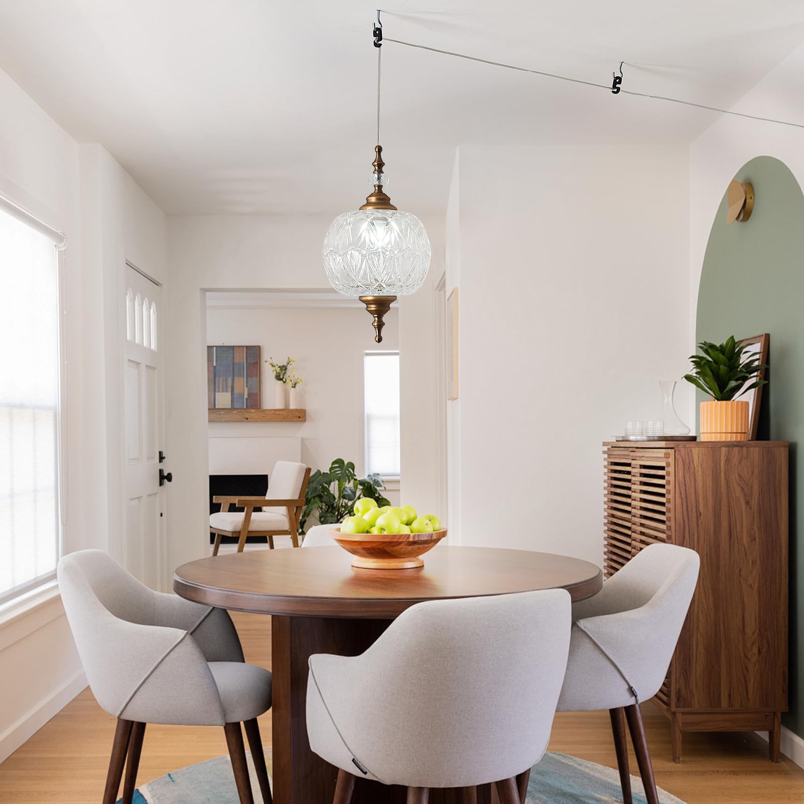 Tlolgt Plug In Pendant Light Fixtures Brass Vintage Pendant Lights Ceiling Pendant Fixtures For Bedroom Living Room Dining Room