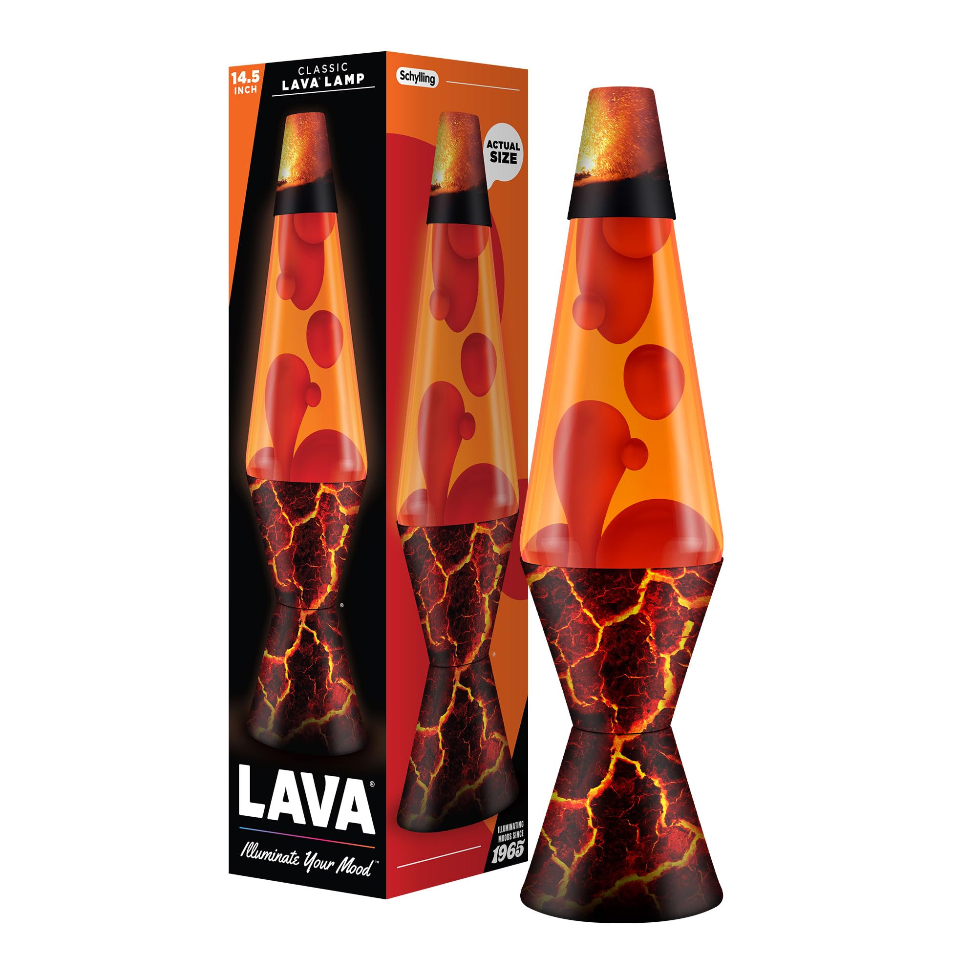 Lava? Lamp - 14.5 Volcanic Crags - The Original Motion Light - Red Wax And Orange Liquid - Item #2078 (large online retailer unique design)
