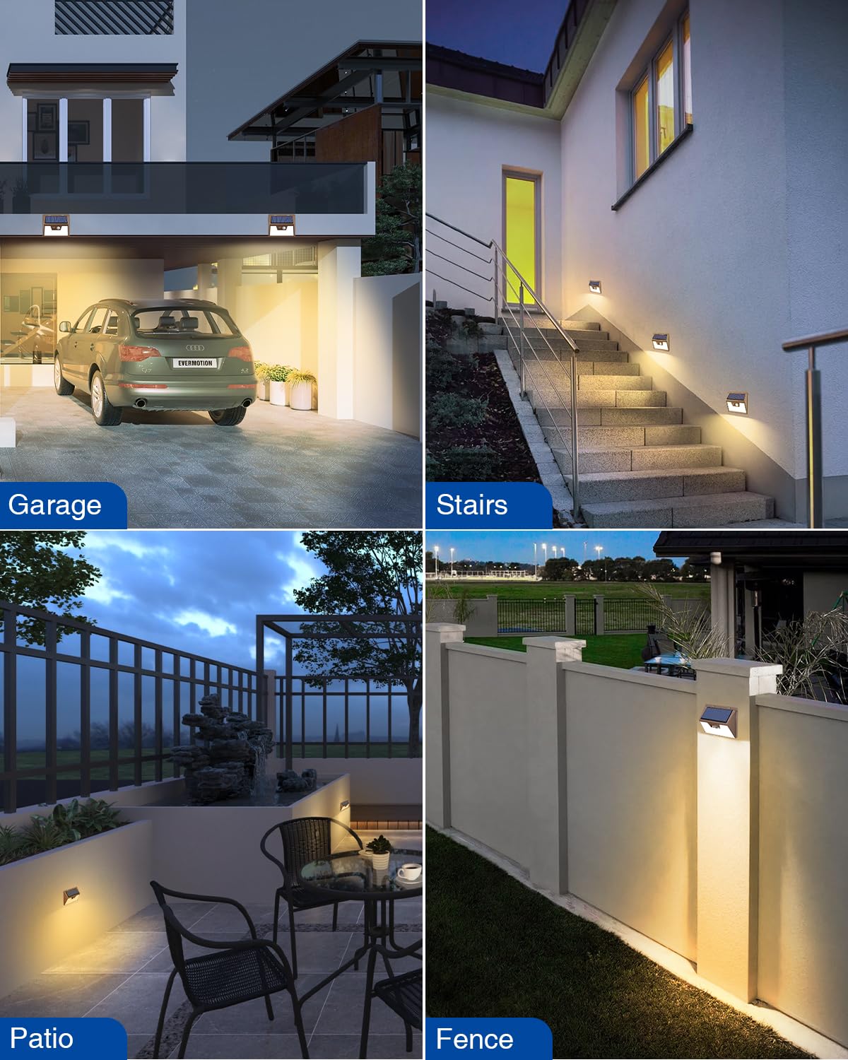 Peasur Solar Outdoor Lights, 5 Pack 140 LED, 3000K Warm Light, Motion Sensor, Waterproof, Brown Frame