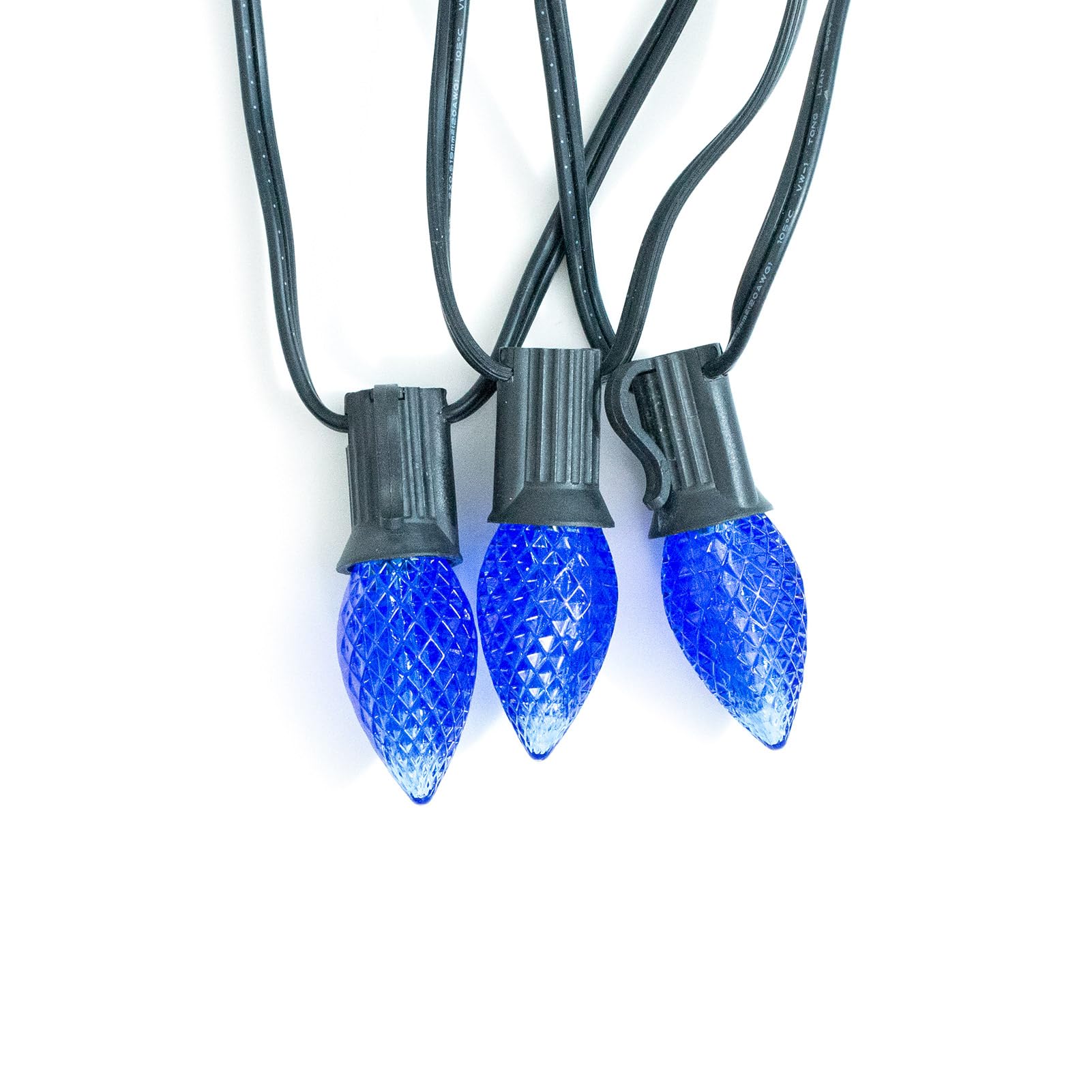 Meconard C7 LED Christmas Light Bulbs, Shatterproof, E12 Candelabra Base, Blue, 25 Count, Commercial Grade, Model MC706WBL25P