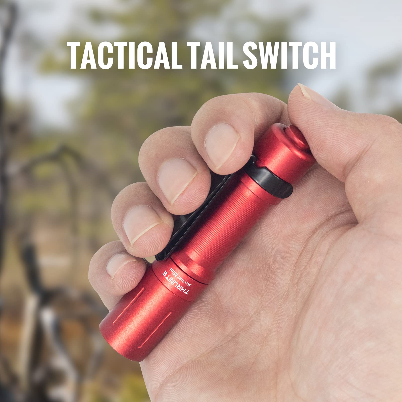 ThruNite EDC Flashlight Archer Mini, 405 Lumens, USB C Rechargeable, Pocket Size, Aluminum, Red Cool White