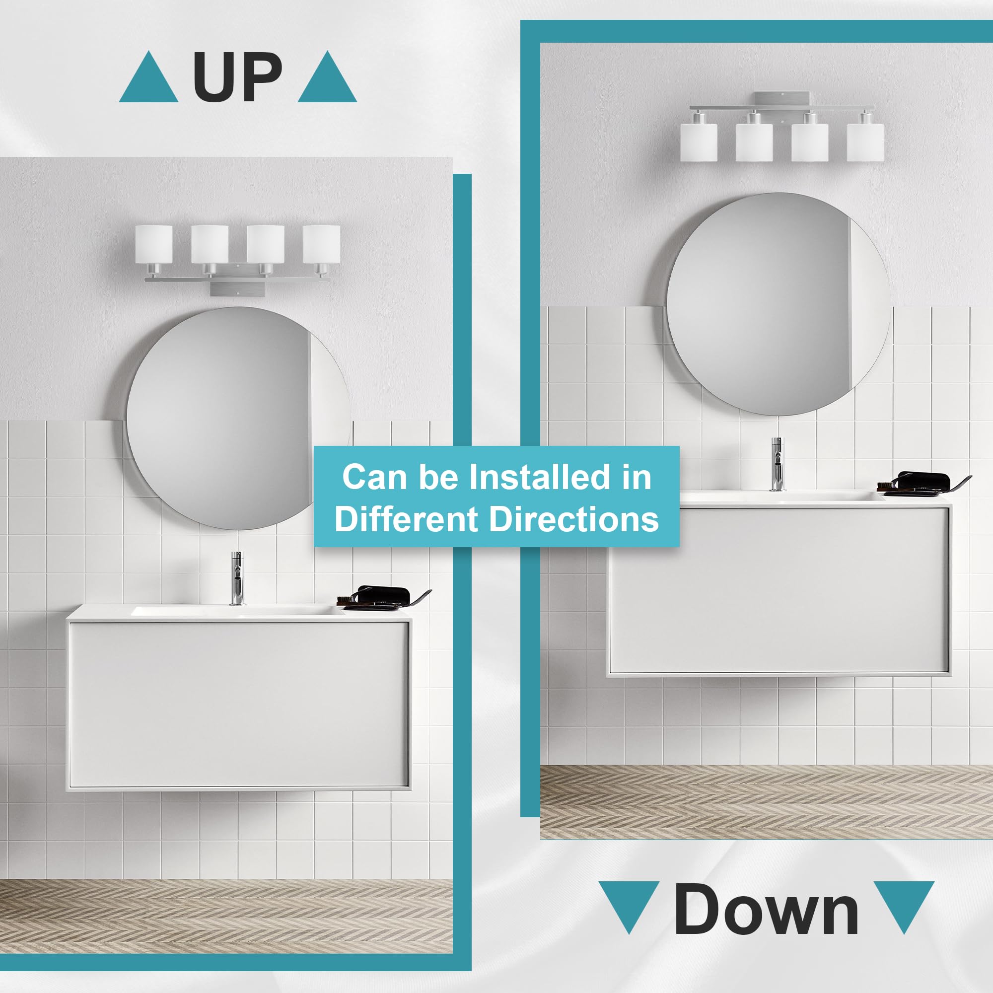 Dekang Bathroom Lights Over Mirror Brushed Nickel, Anti-Rust 4-Light Bathroom Vanity Light Fixtures, Modern 24Inches Wall Sconce