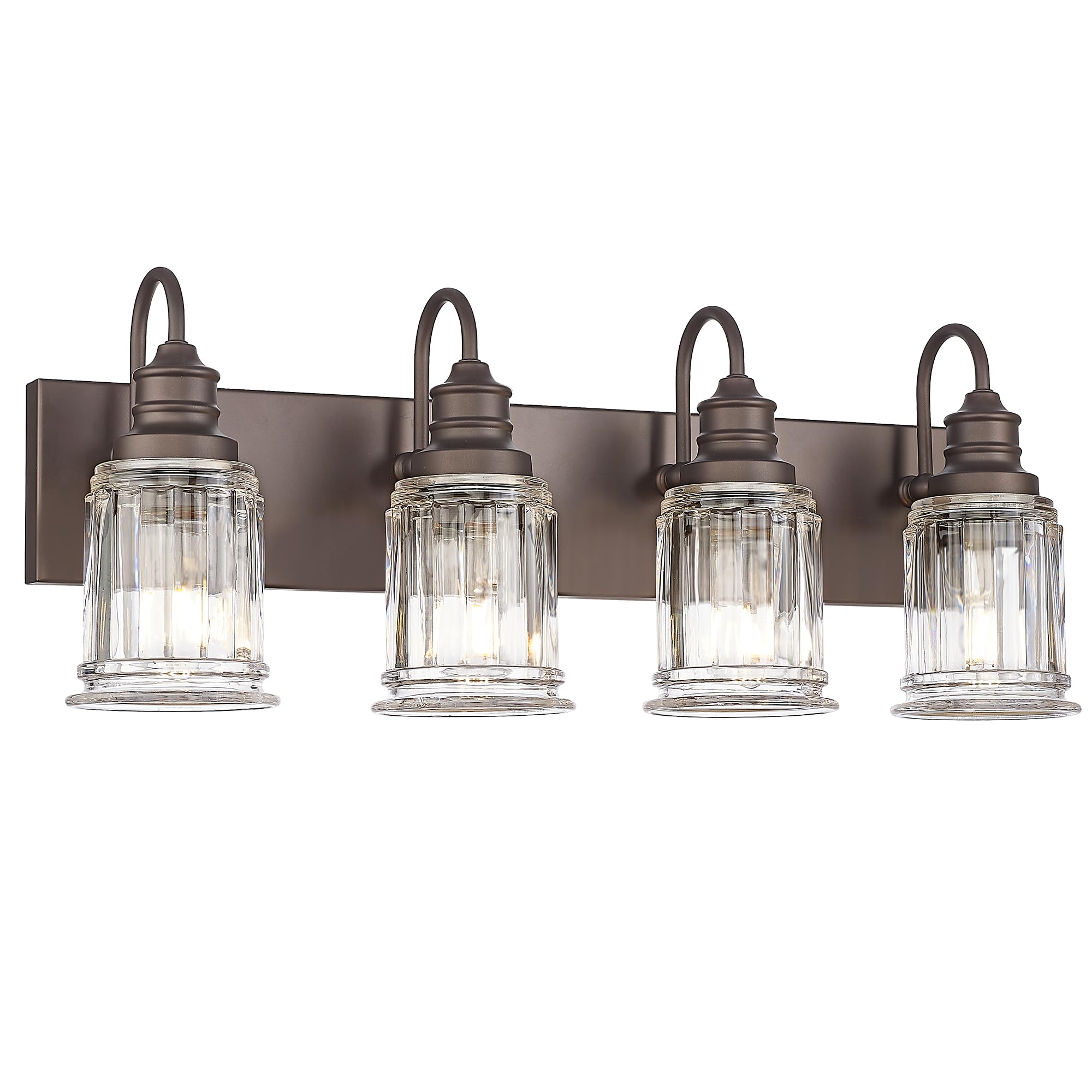 Bathroom Vanity Light - HWH 4-Light Vanity Lights for Bathroom Wall Mounted Light Fixtures Over Mirror  Oil Rubbed Bronze Vanity Light with Bell-Shaped Clear Glass  5HZG106B-4W ORB
