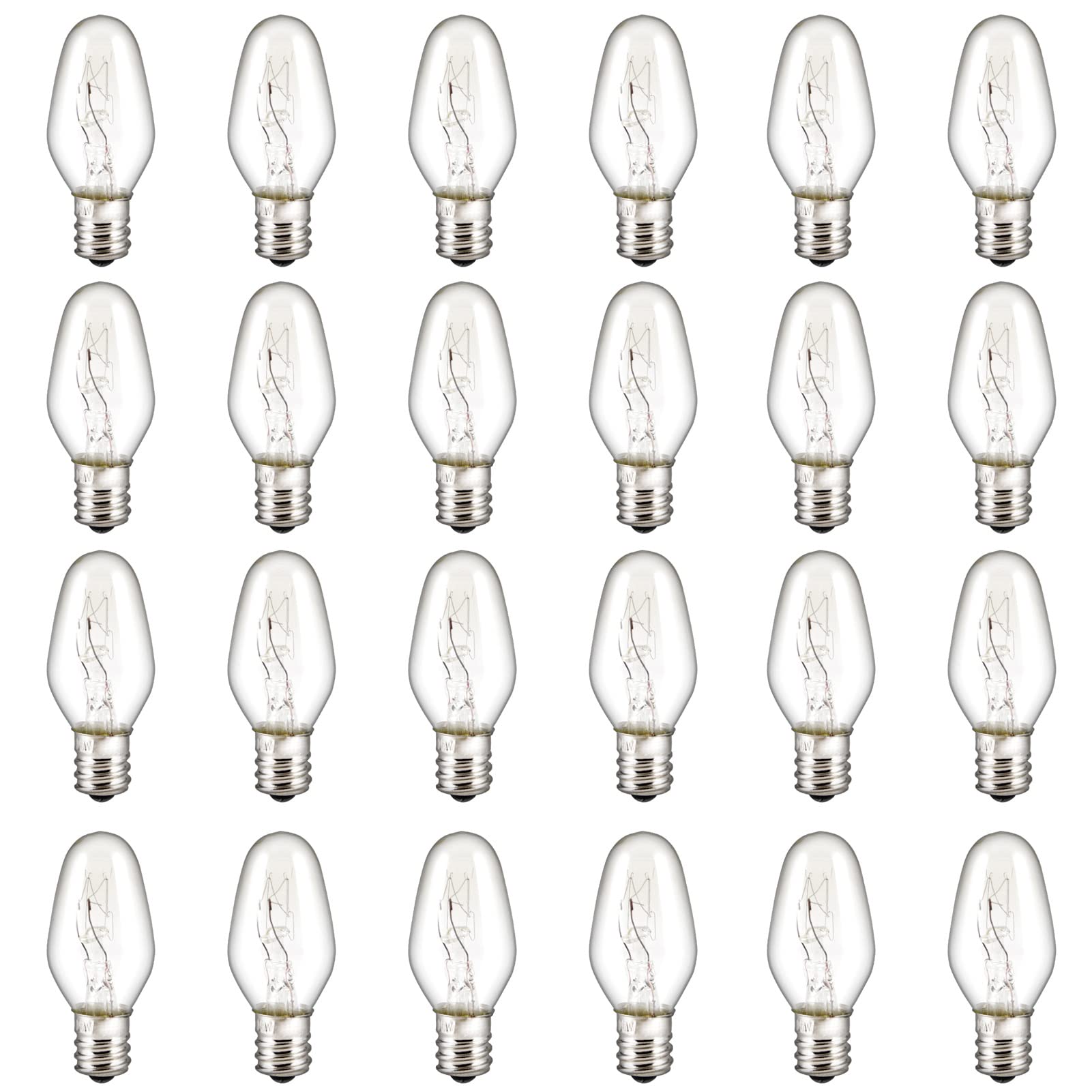 Linmifo 24 Pack C7 Night Light Bulbs, 15 Watt Night Light Bulbs Dimmable, E12 Candelabra Base Salt Lamp Bulbs Wax Warmer Bulbs F