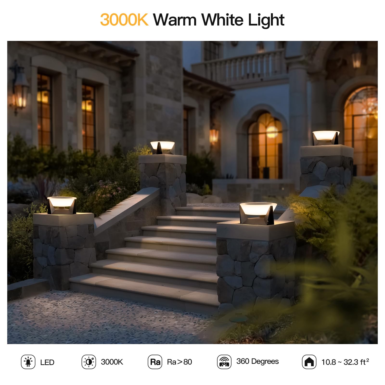 Mvbt Solar Post Lights, 11'' Outdoor Column Light Modern Pillar Lamp Fixture Cap Lantern Waterproof 3000K Led Lighting For Outsi