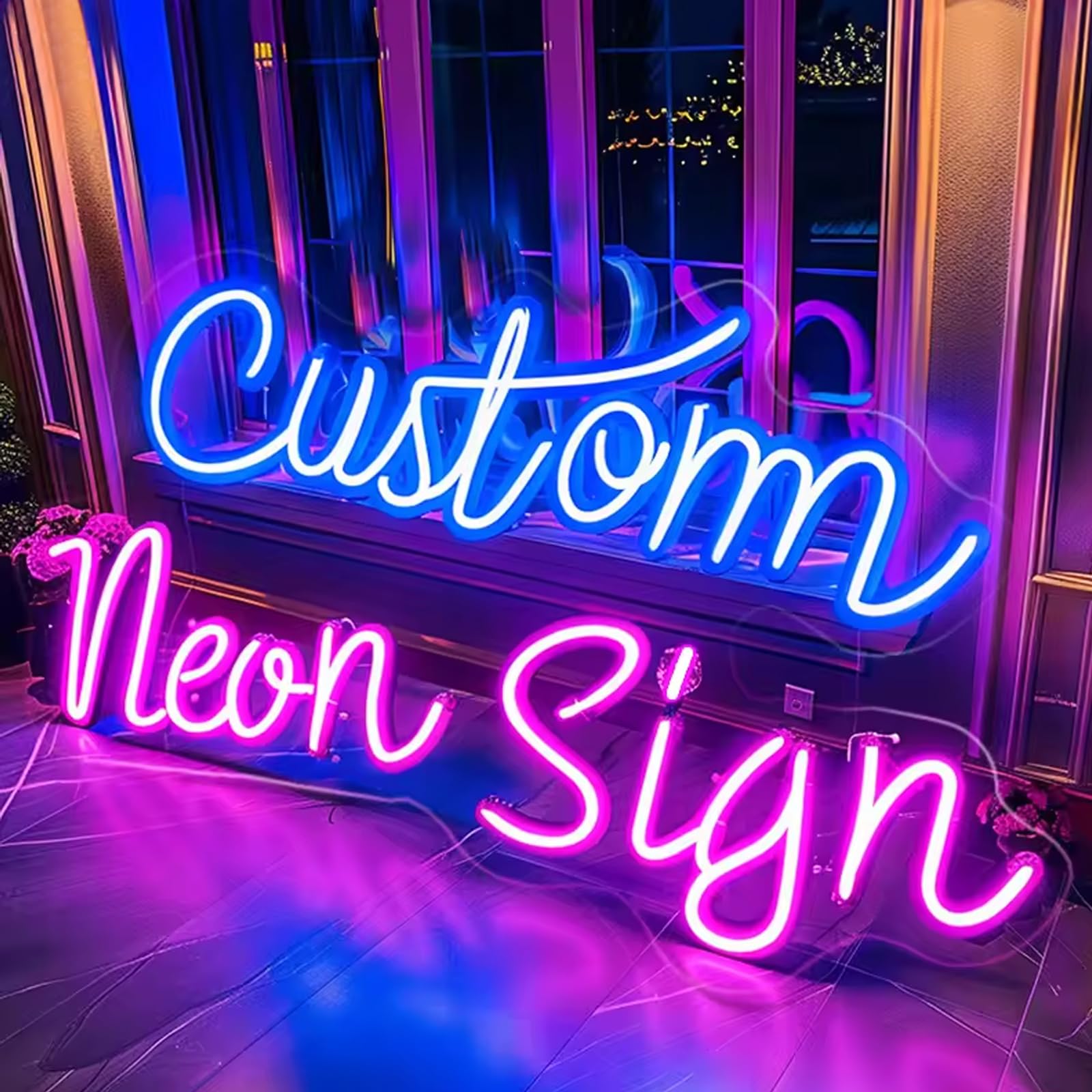 AIOMBVY Custom Neon Sign - Personalized LED Wall Decor, 8inx4in, Multi Color, Plastic for Weddings & Birthdays