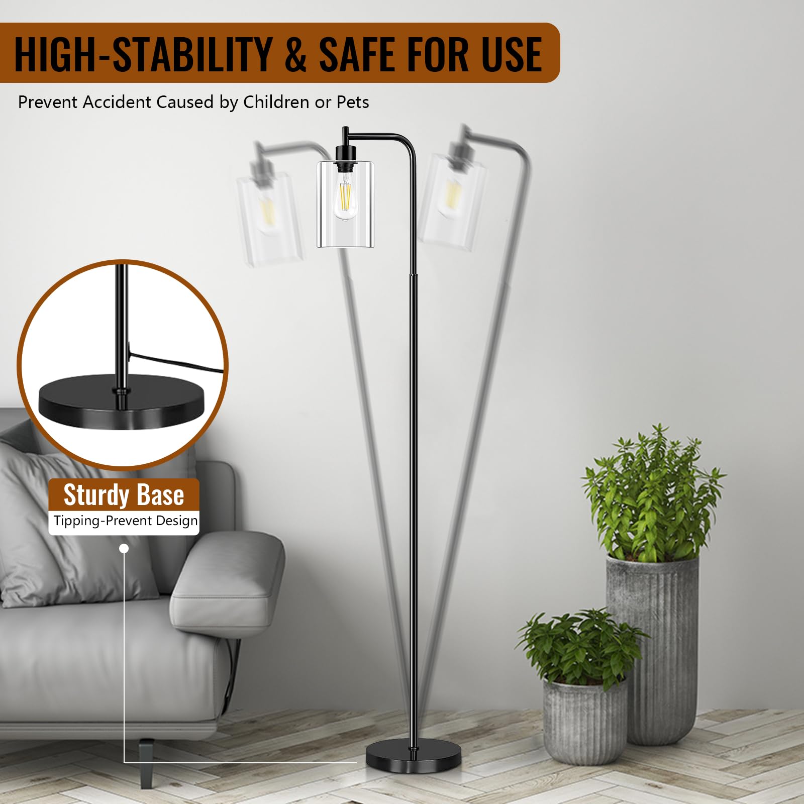 Floor Lamp,Floor Lamps For Living Room With Glass Lampshade,Modern Design Lamps Living Room,Standing Lamp With Premium Metal Mat