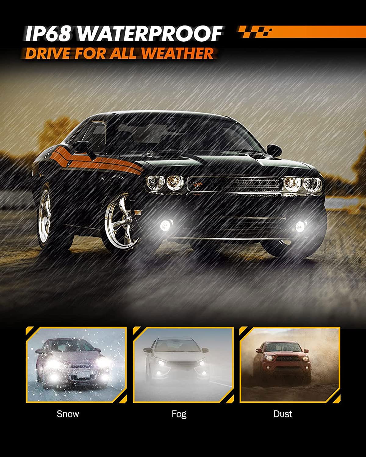 Sealight H10 Led Fog Light Bulbs  12000Lm Strong Penetration 9040 9045 9140 9145 Fog Lights Led Bulbs Upgrade  1:1 Size 6500K Cool White Fog Lights For Trucks Cars  Pack Of 2