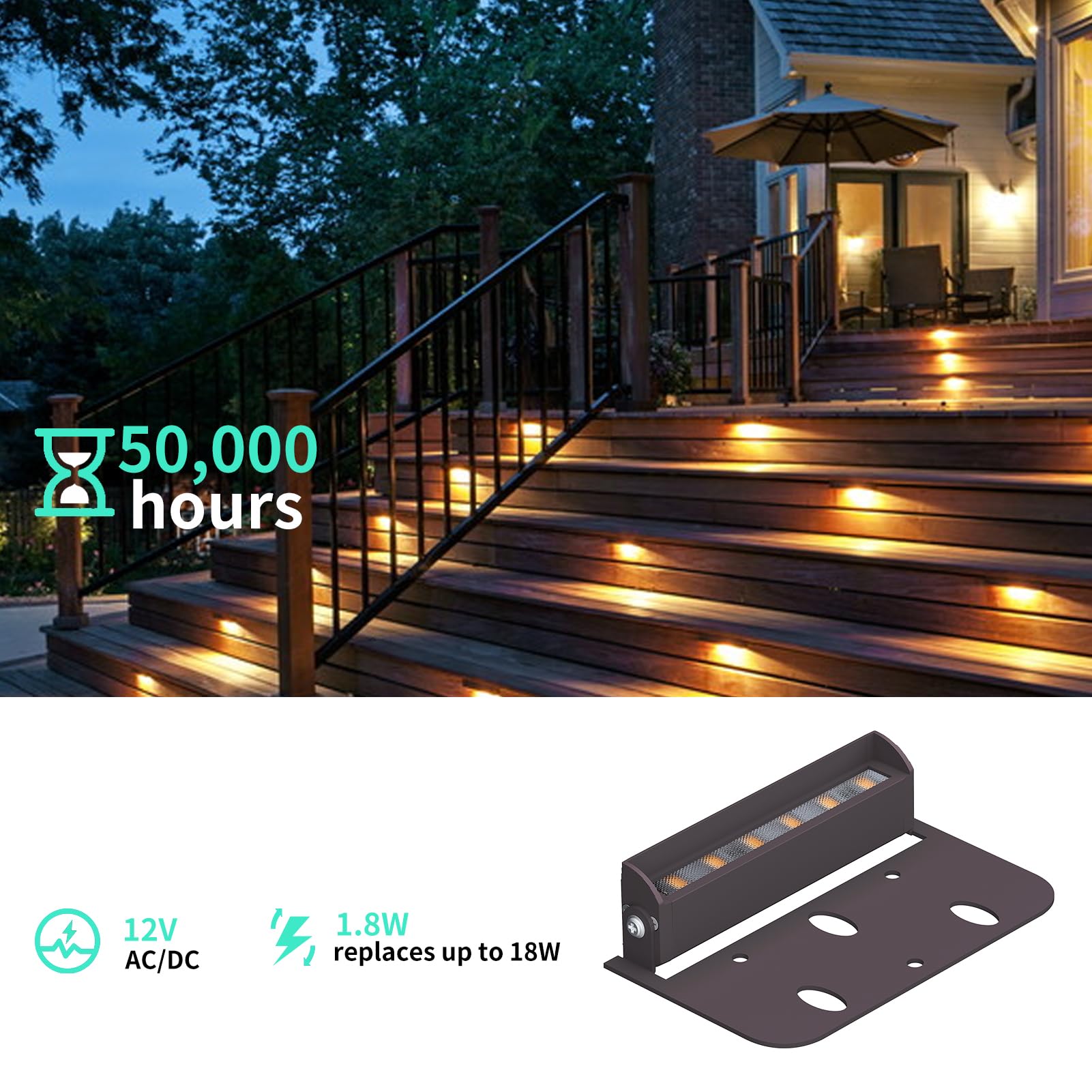 Kwinmyso 8 Packs LED Hardscape Lighting, 4inch 1.8W, 2700K Warm White, Aluminum, Model KW-4-8-2700K