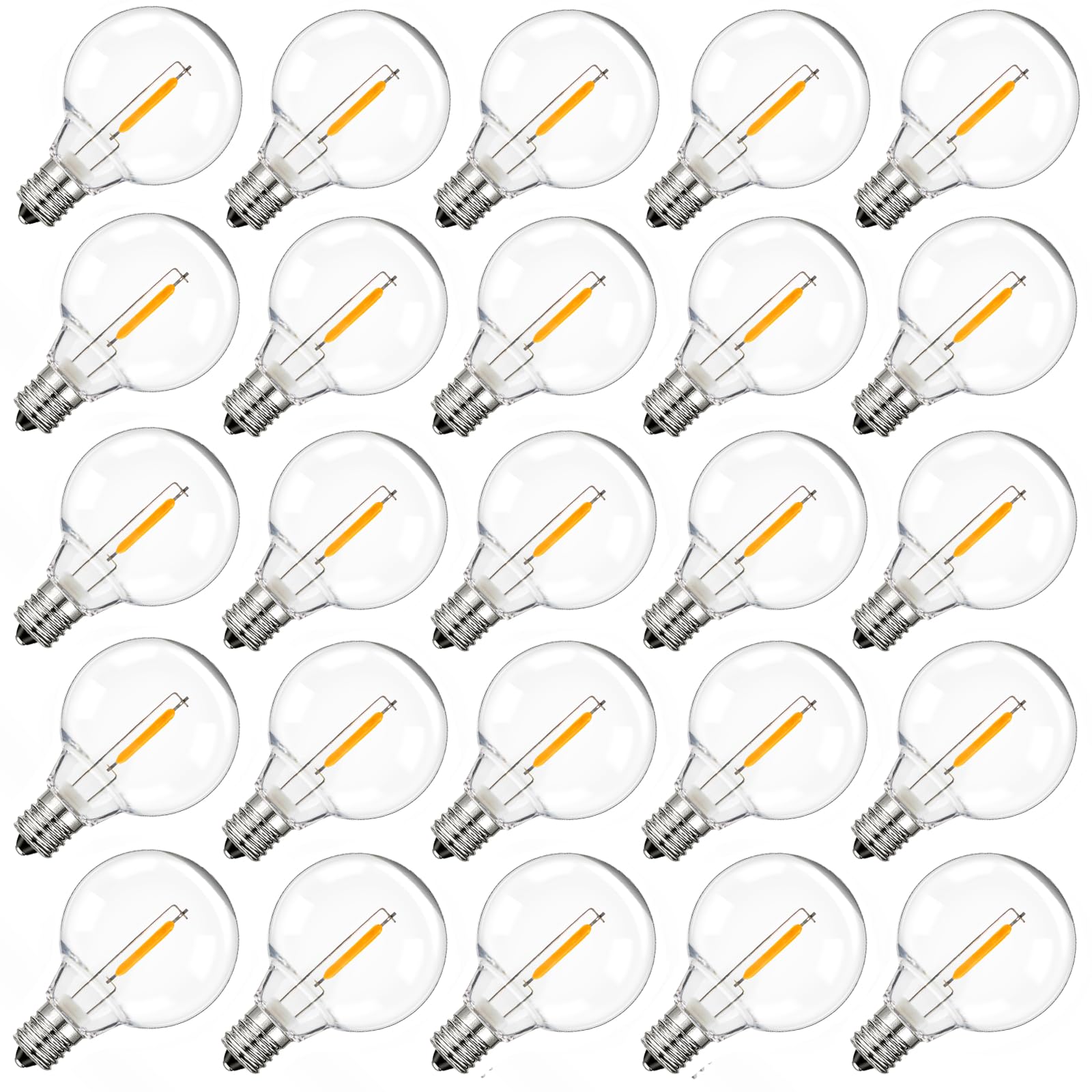 Brightown G40 Solar Replacement Bulbs, E12/C7 Candelabra Screw Base, 3V, 0.15W, 1.5 Inch Shatterproof Globe Led Bulbs Only For S