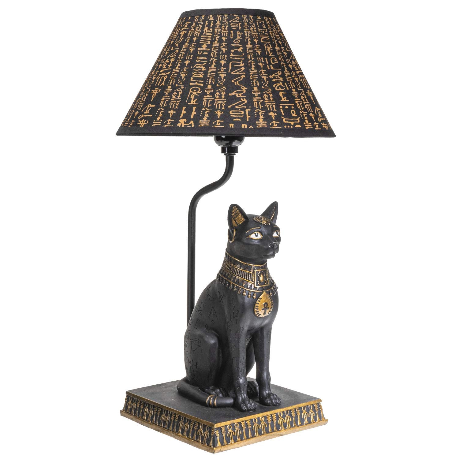 Pacific Giftware Egyptian Bastet Goddess of Fertility Sculptural Table Lamp with Shade 18 inch Tall Egyptian Home Decor (Ebony a