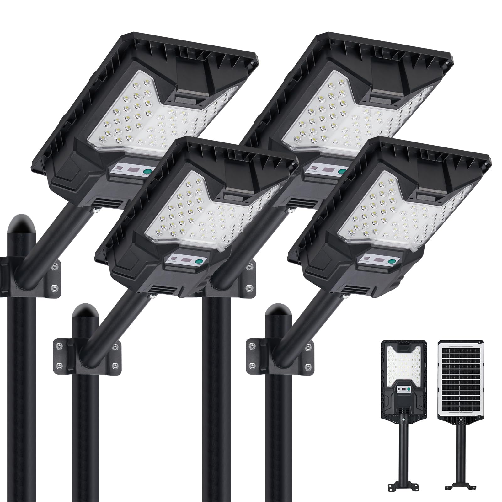 QMXINEYU Solar Street Light Outdoor, 20000LM 6500K Waterproof Motion Sensor LED Solar Powered Flood Light with Remote Control,Du