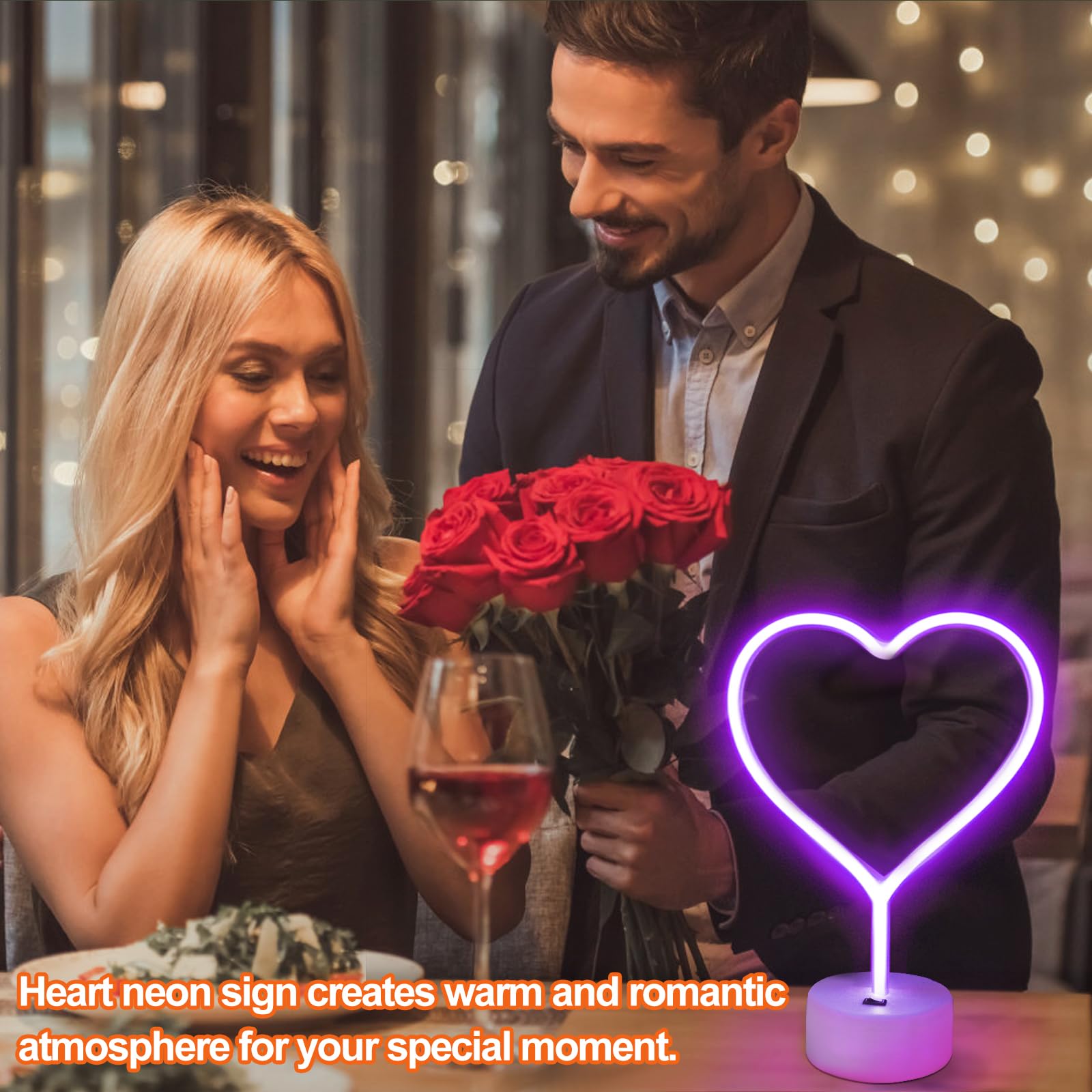 Heart Neon Sign  2 Pack Room Decor Neon Lights For Bedroom Girls  Battery Operated Or Usb Powered Led Heart Lamp For Birthday Wall Decor Party Home Decor  Mothers Day Valentine Gifts(Purple)