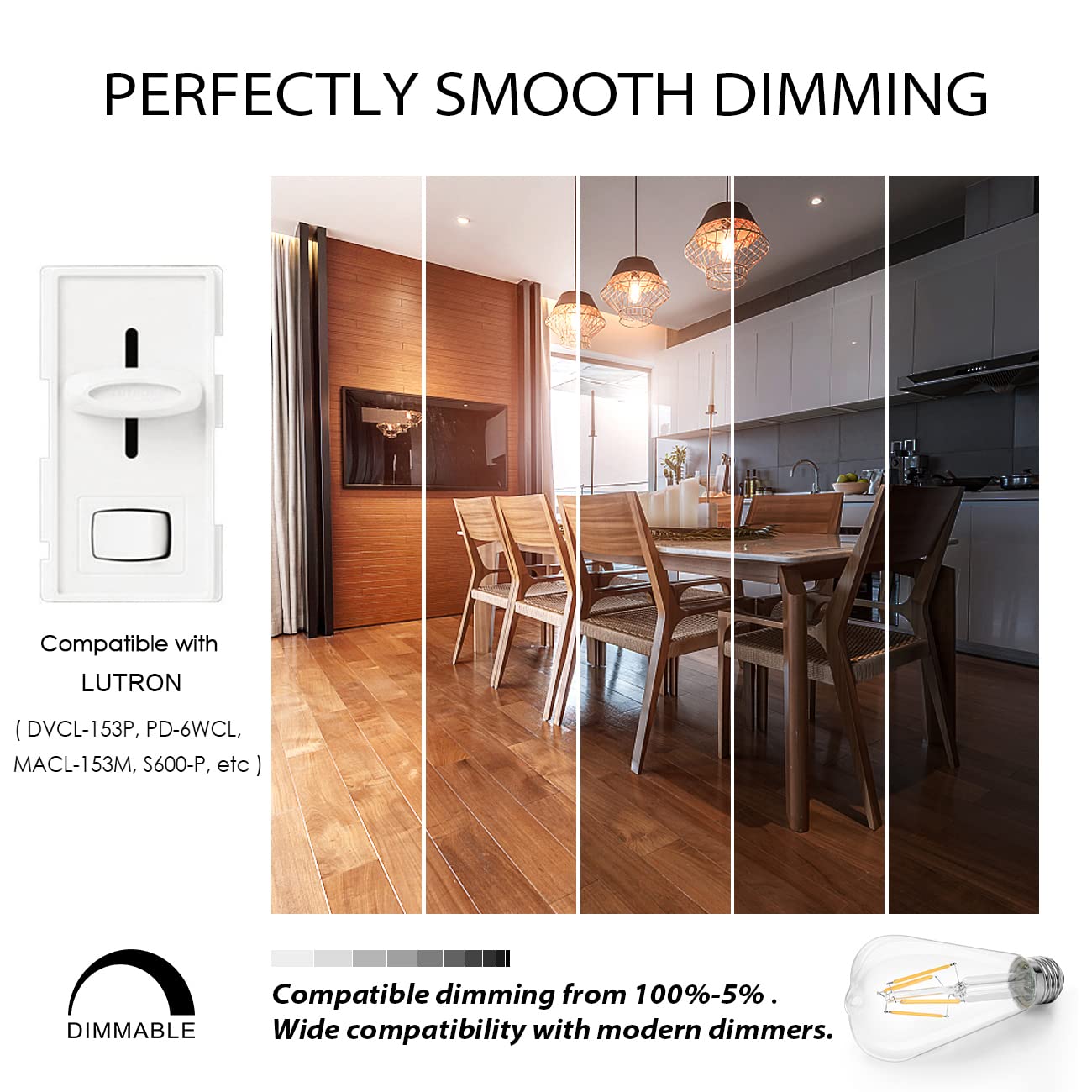 Lvwit St21 Led Filament Bulb 5W(60 Watt Equivalent) Dimmable 3000K Soft White Vintage Edison Light Bulb E26 Medium Base (6-Pack)
