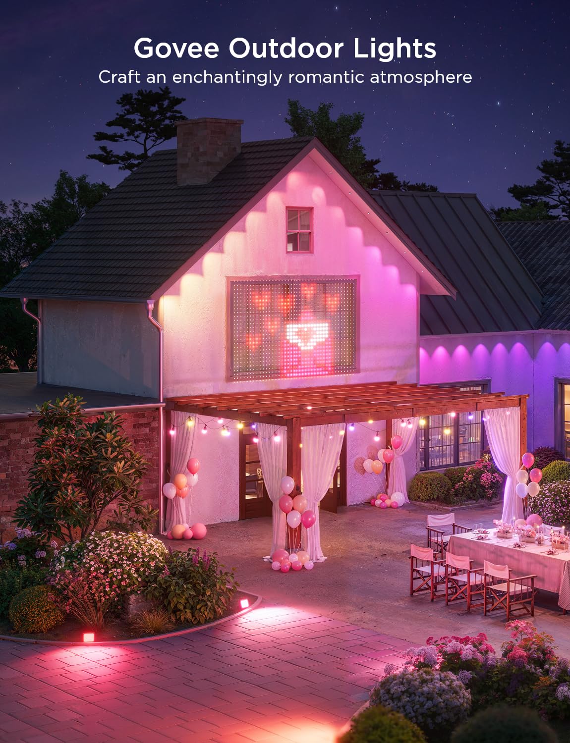 Govee Permanent Outdoor Lights 2 100Ft, 4.9  6.6Ft Curtain Lights, 96Ft String Lights, Work With Alexa, Google Assistant, Ip65 W