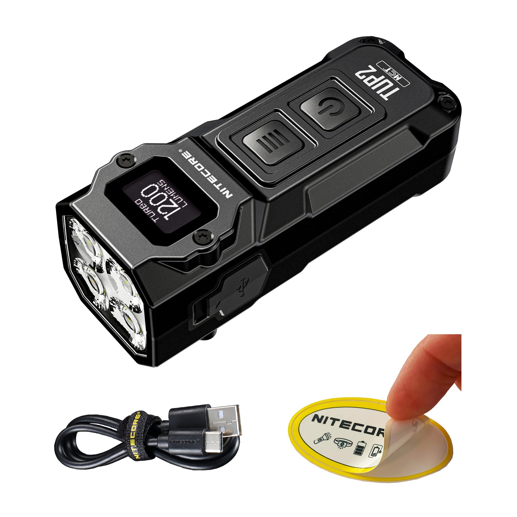 Nitecore TUP2 (Tup 2) 1200 Lumen Rechargeable Metal Keychain Flashlight - Multi-Color Temperature (Warm/Neutral/Cool) EDC Light 