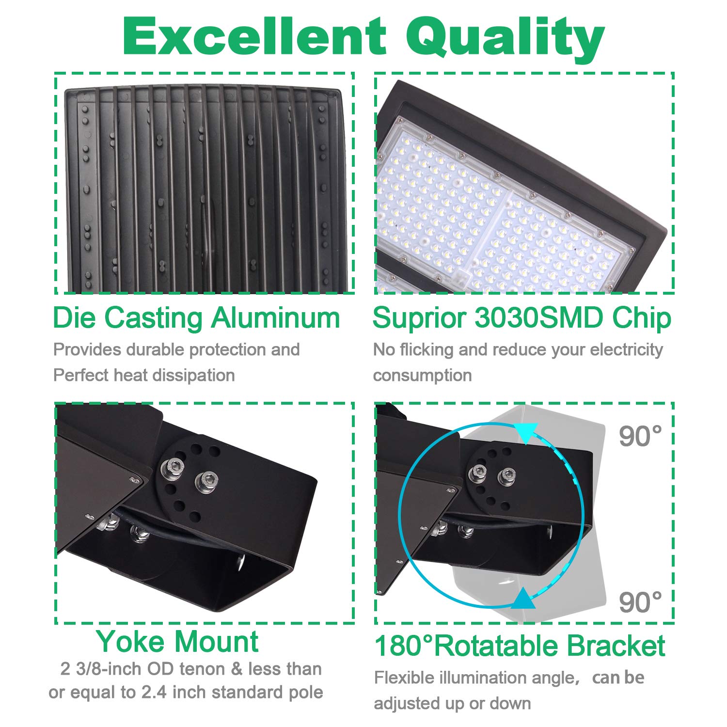 Ostek 300W Led Parking Lot Lights, 42000Lm Waterproof Shoebox Street Lighting 5000K