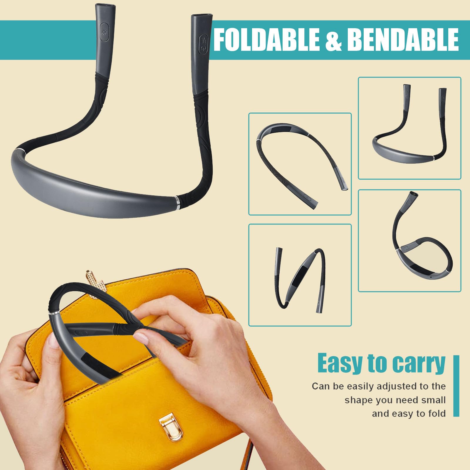 AIOLEKUP LED Neck Reading Light, Book Light for Reading in Bed, 3 Colors, Stepless Dimming Brightness, Bendable Arms, Hand Free