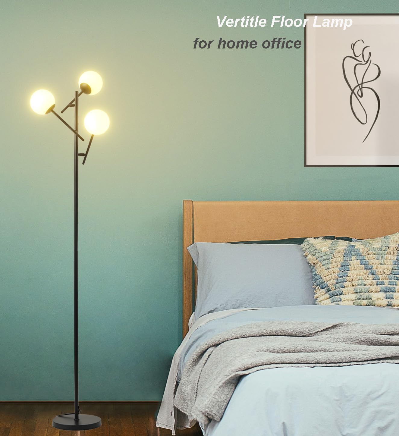 Fiqevs 3 Globe Mid Century Floor Lamp, Modern Standing Lamp With Rotatable Glass Shades And Led Bulbs, Vintage Sputnik Tree Tall