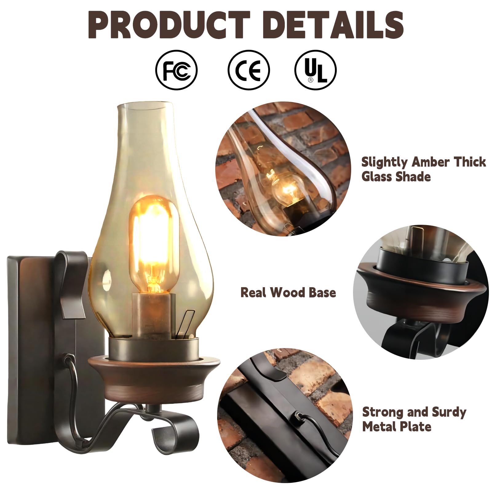 Lightinthebox Rustic Wall Sconce - Vintage Industrial Glass Lamp For Cabin, Bedroom, Living Room