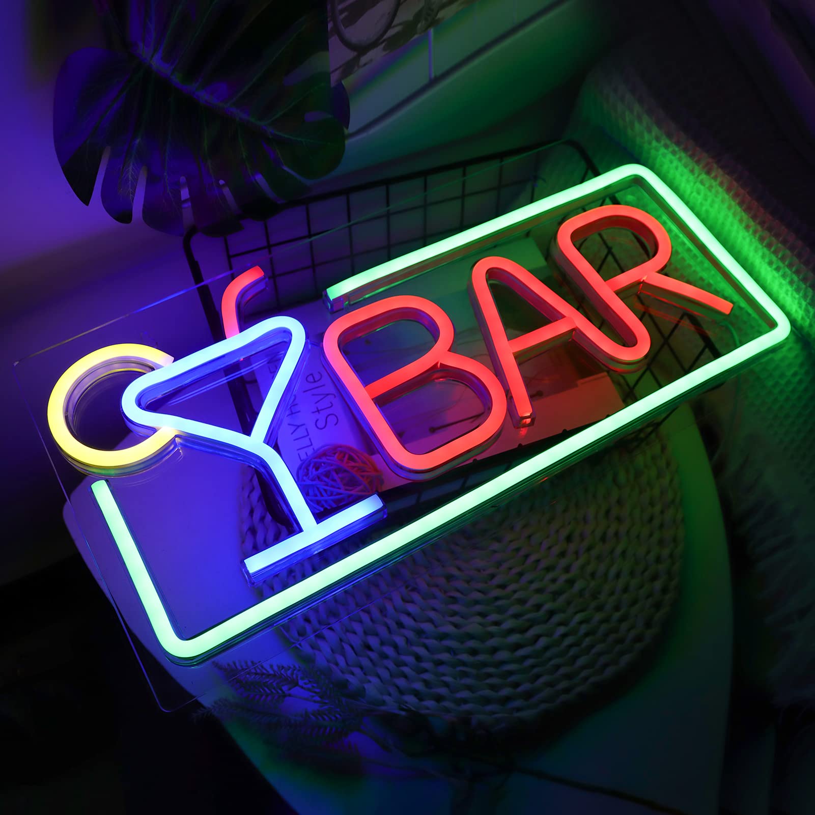 JFLLamp Neon Sign - Wrench Garage LED Wall Decor, Acrylic, 12.2x13.1 Inch, White, Model Wrench Garage-001