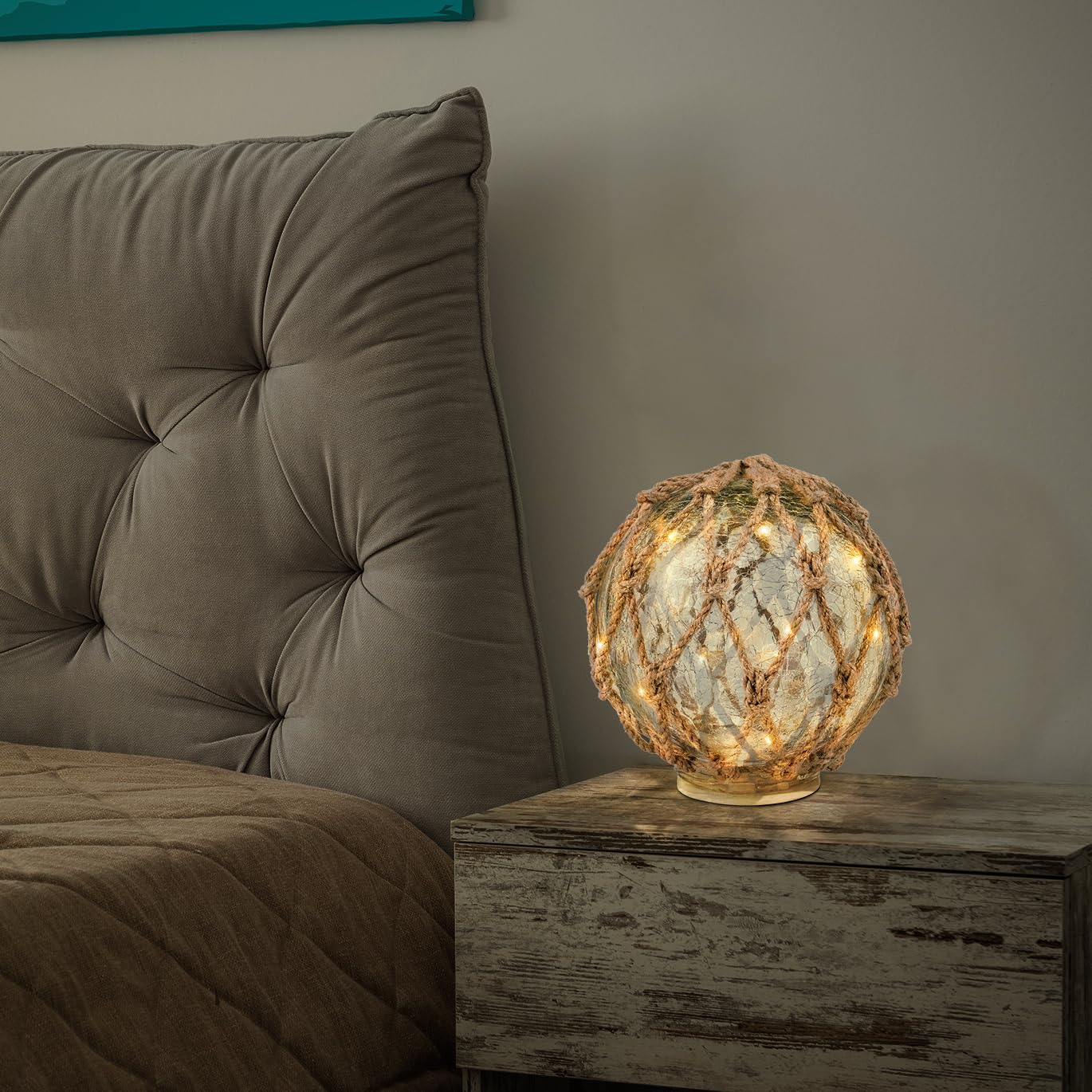 Sailingstory Glass Fishing Float Nautical Lamp Coastal Beach Decor 6&quot; Cracked Glass Ball Night Light