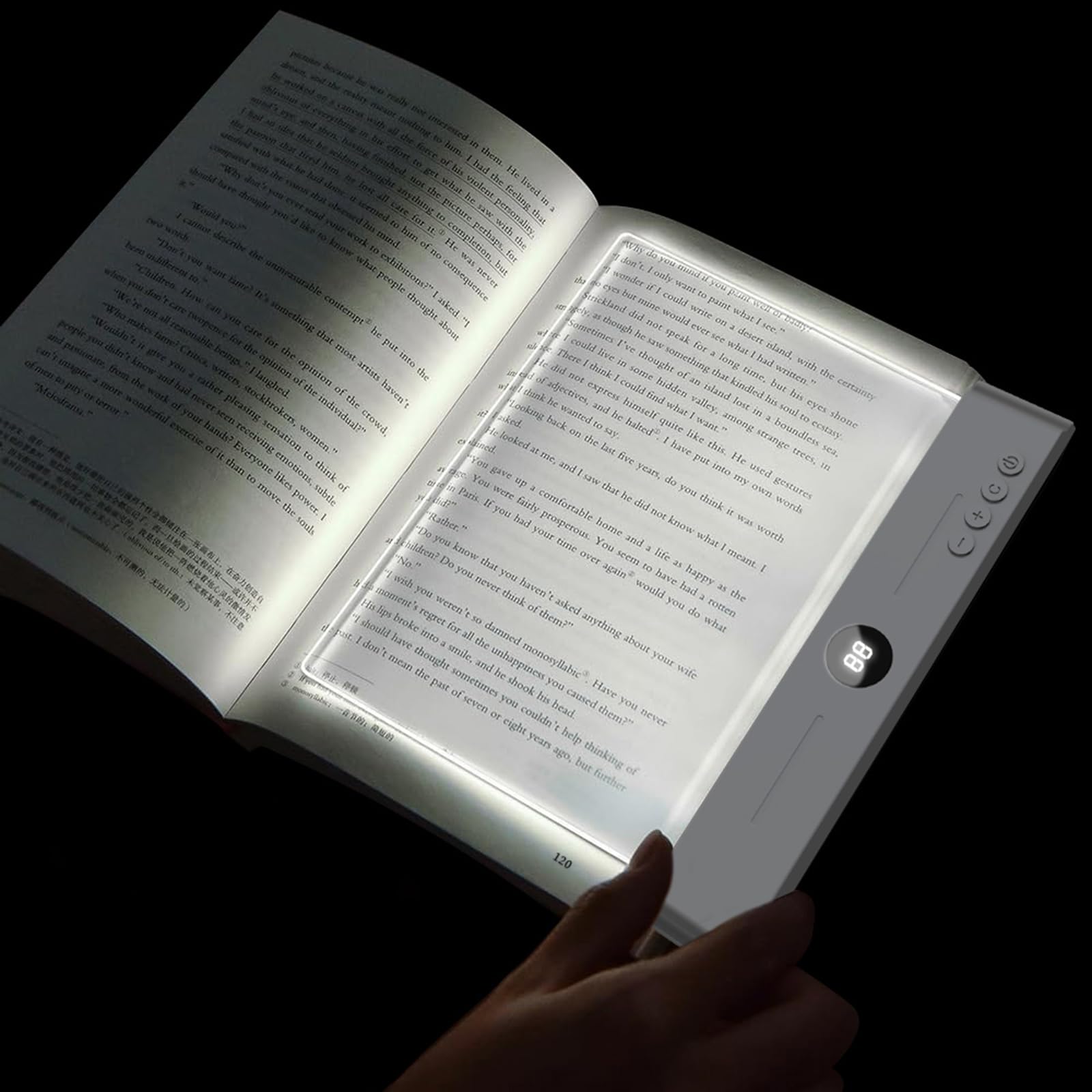 Flat Book Light for Bed Reading, Rechargeable LED Page Light with Timer,3 Color Modes&Stepless Dimming,Eye-Caring Book Lamp for 